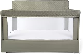 Baby Delight Lunaire Full Size Crib | Breathable Mesh Baby Crib | Tool-Free Assembly Baby Bed | 100% GOTS Certified Organic Cotton Fabric | Organic Sage