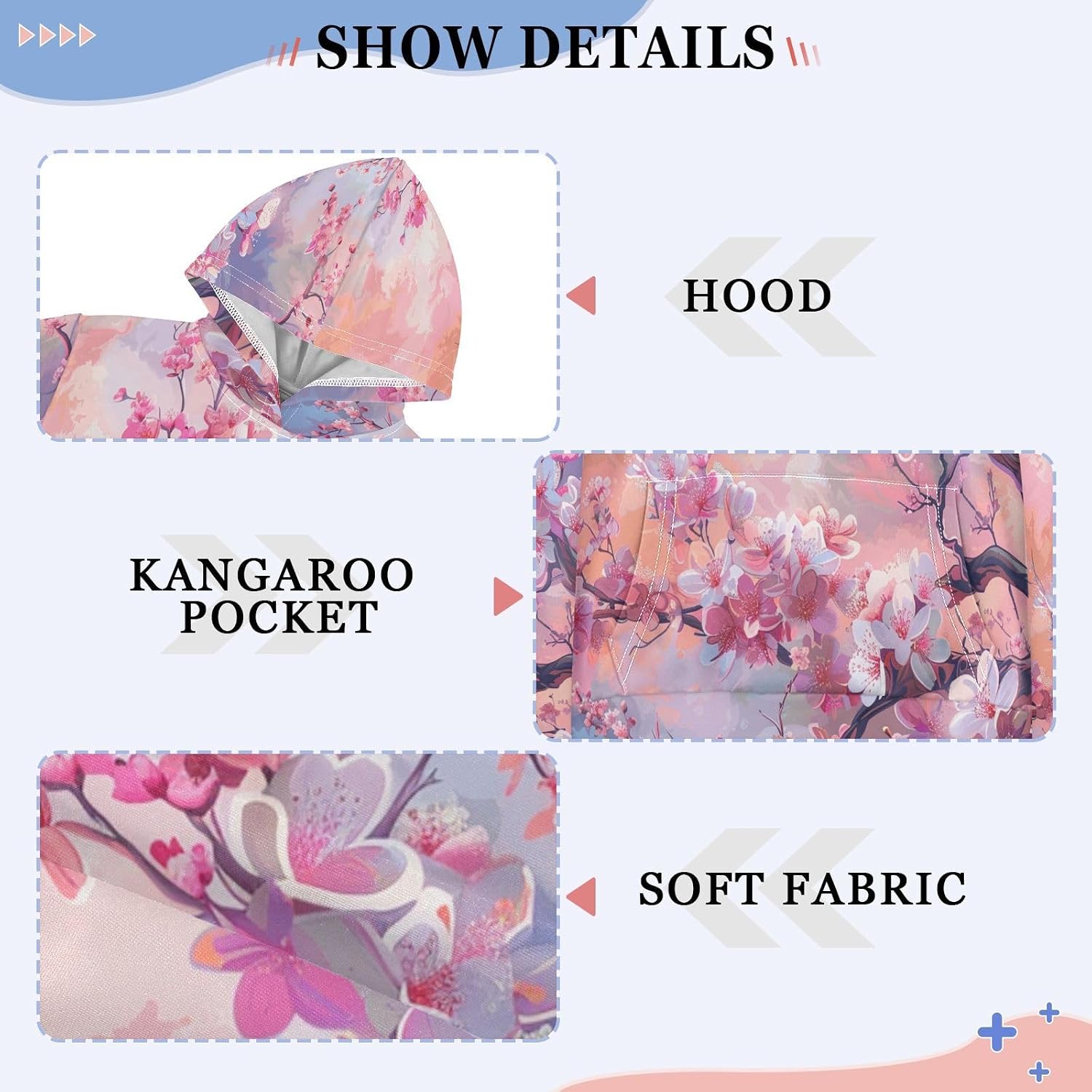 ALAZA Pink Cherry Blossoms Painting Hoodies Sweatshirt for Boys Girls Kids Hooded Pullover Top