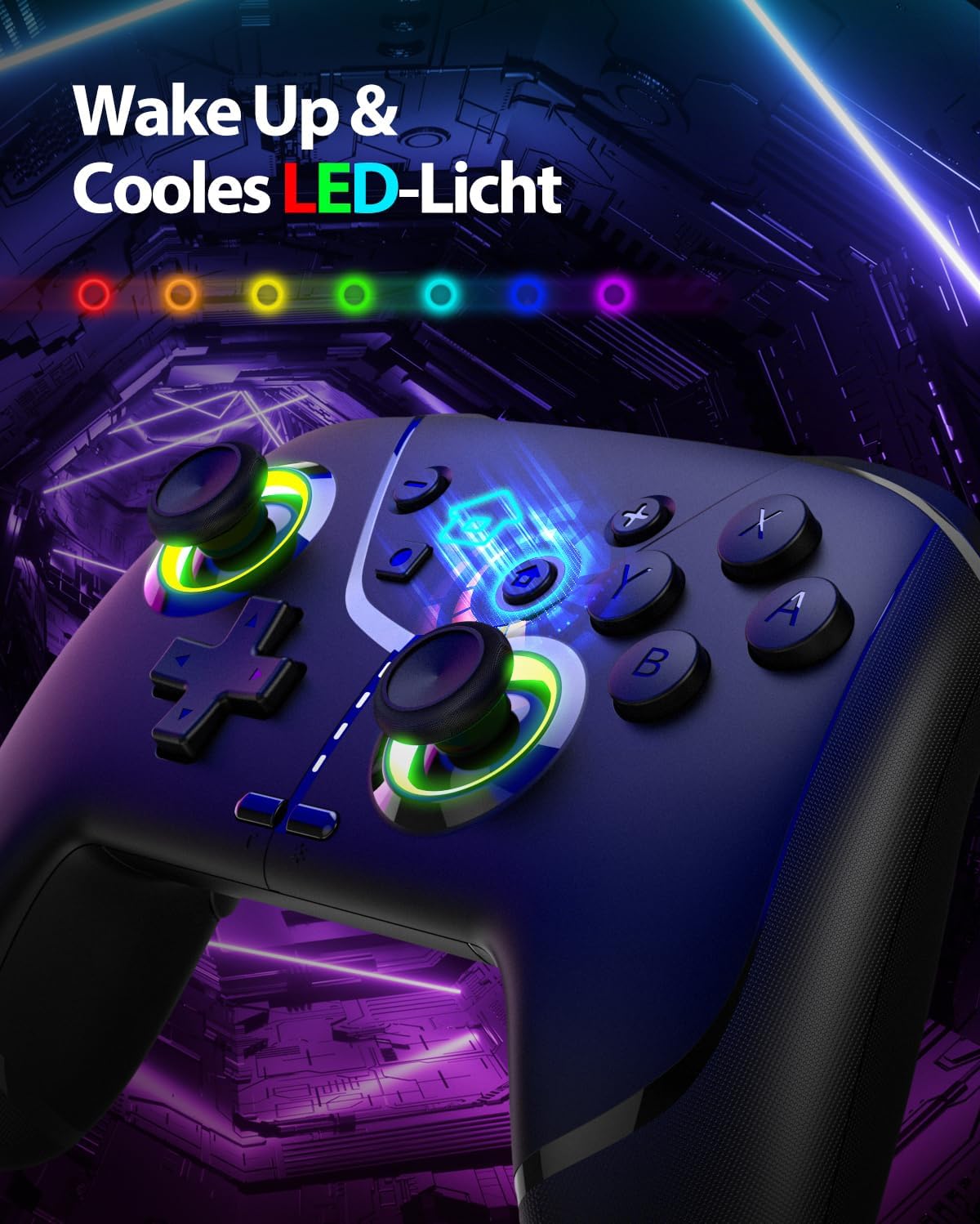Switch Controller, Game Controller, Switch Pro Gamepad, 4 Vibrationsmodi, 3 Turbo-Modi, kompatibel iPhone/Android/Phone/PC/Steam/Mac/iOS/iPad/TV mit Programmierung/Turbo/Bewegung/Aufwachen/RGB
