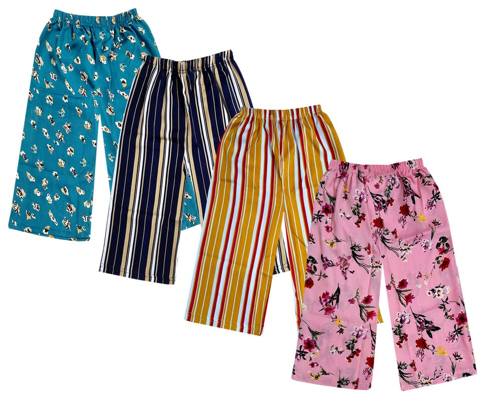 Image of IndiWeaves Girls Crepe Printed Loose Capri 3 /4th Pants (Pack of 4) Multicolor29