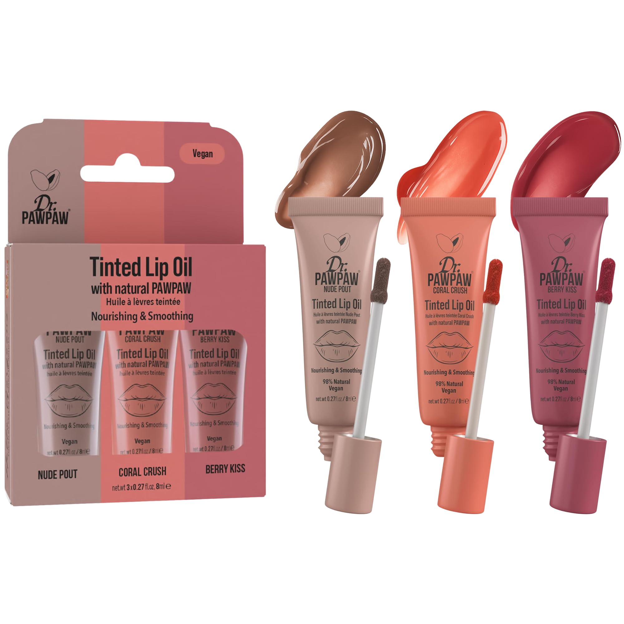 Dr.PAWPAW Tinted Lip Oil 3-Piece Set 3 x 8ml