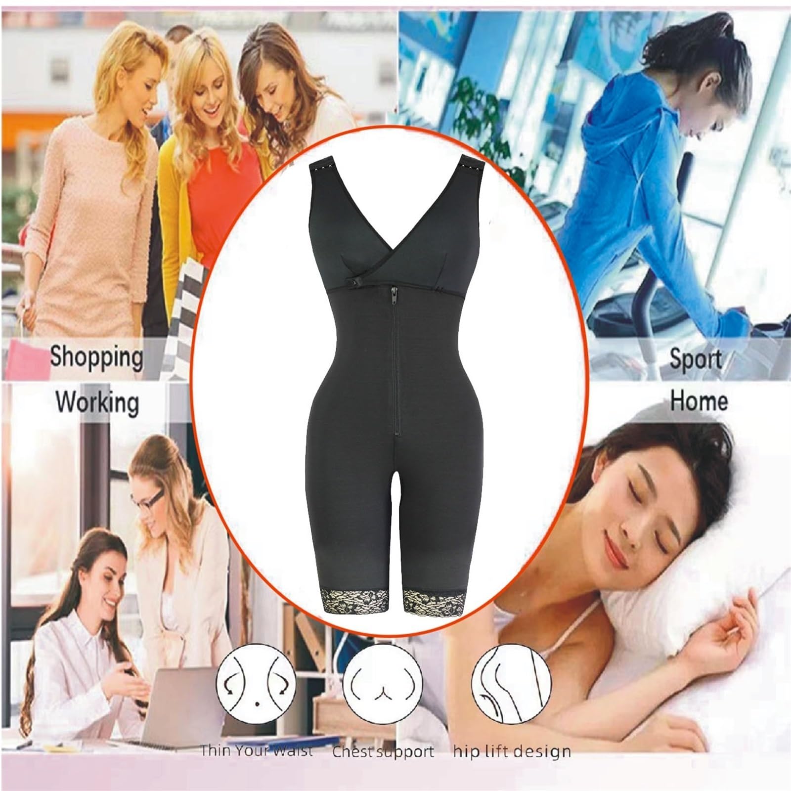 MMRTDJDR Etap 2 Kolumbijska bielizna modelująca dla kobiet Body wyszczuplają talię Body pooperacyjne Ubranie uciskowe