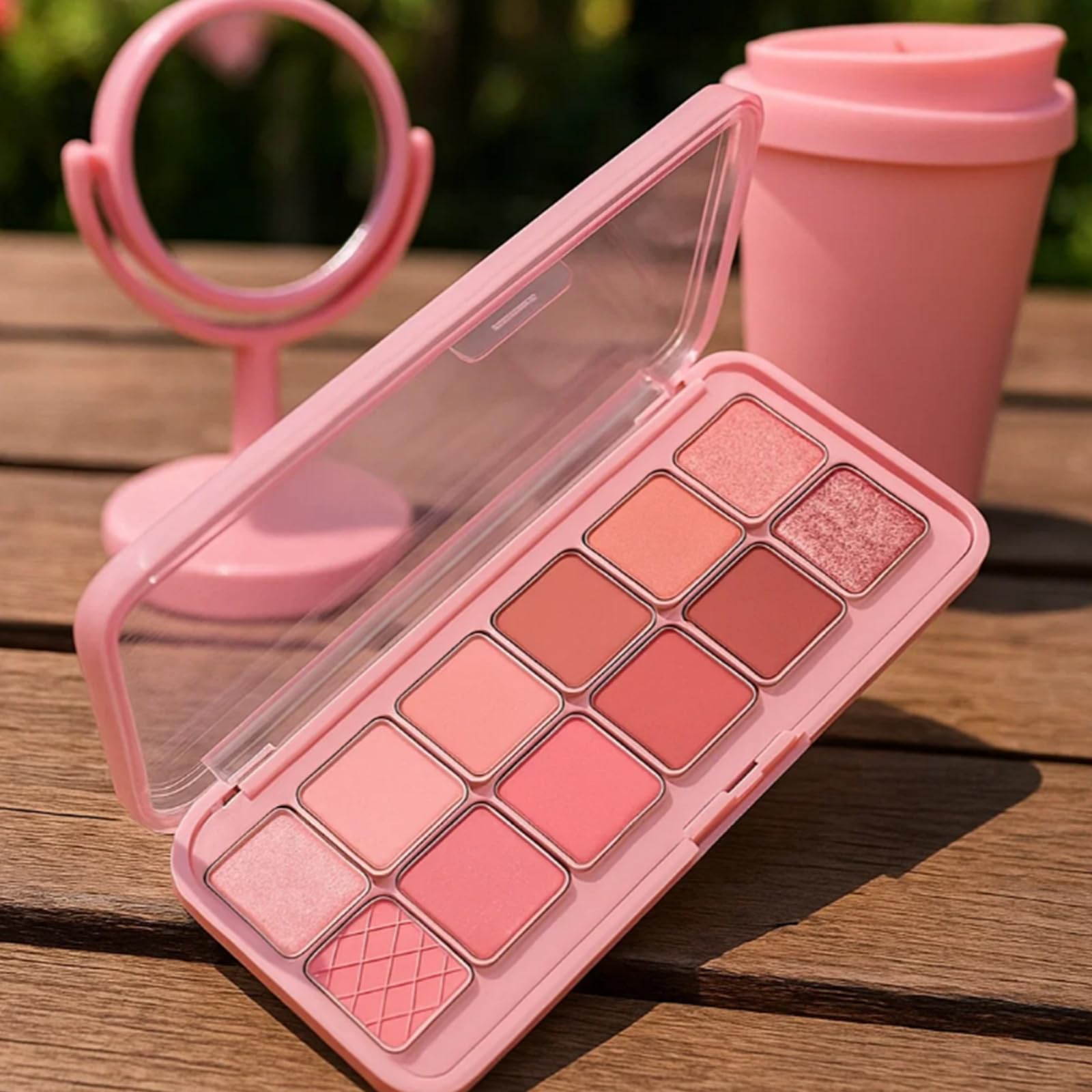 12-Color Pink Eyeshadow Palette for Women with Matte Shimmer Glitter Finishes - Image 3
