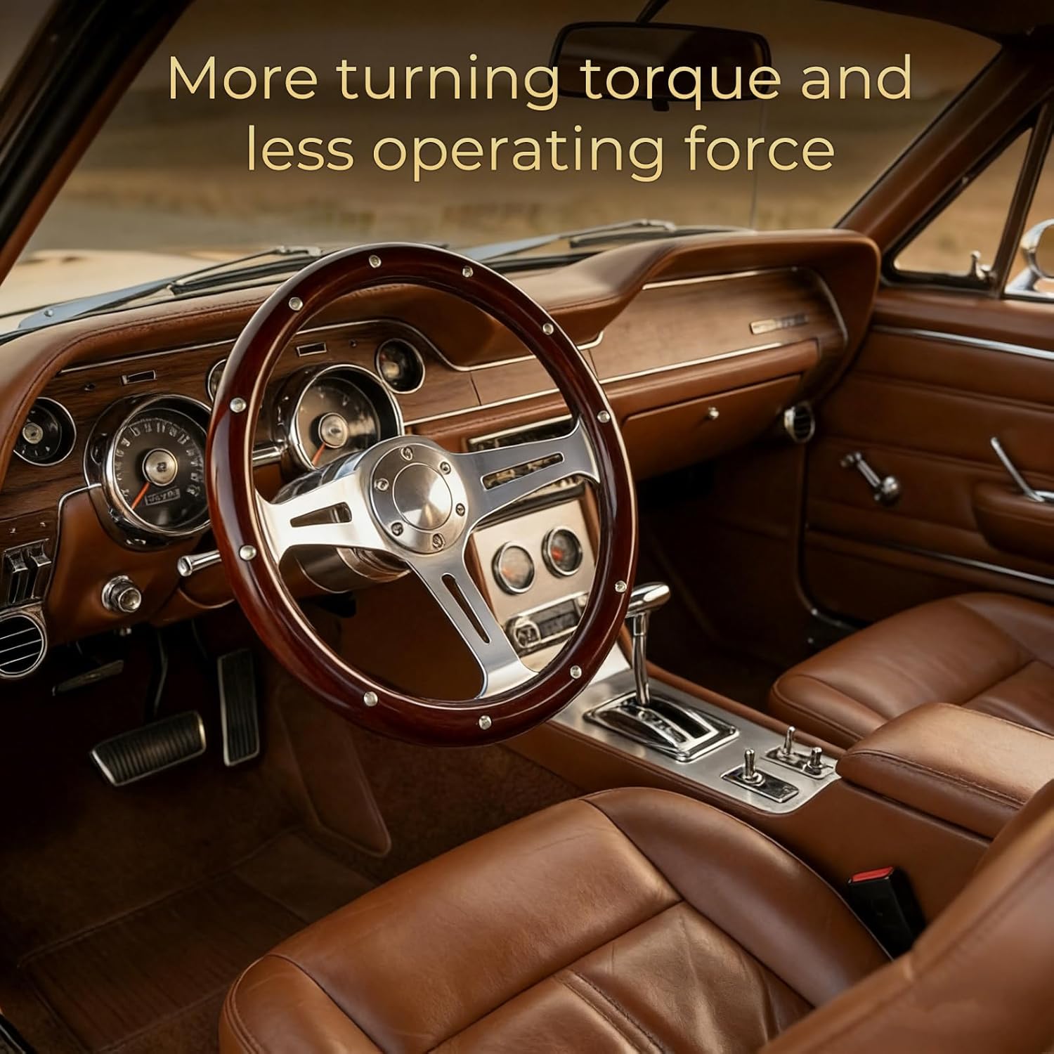 380MM 15" Wooden Steering Wheel with Horn Button Kit - Classic Wood Grain Steering Wheel - Nostalgia Hollow-Carved Riveted Style