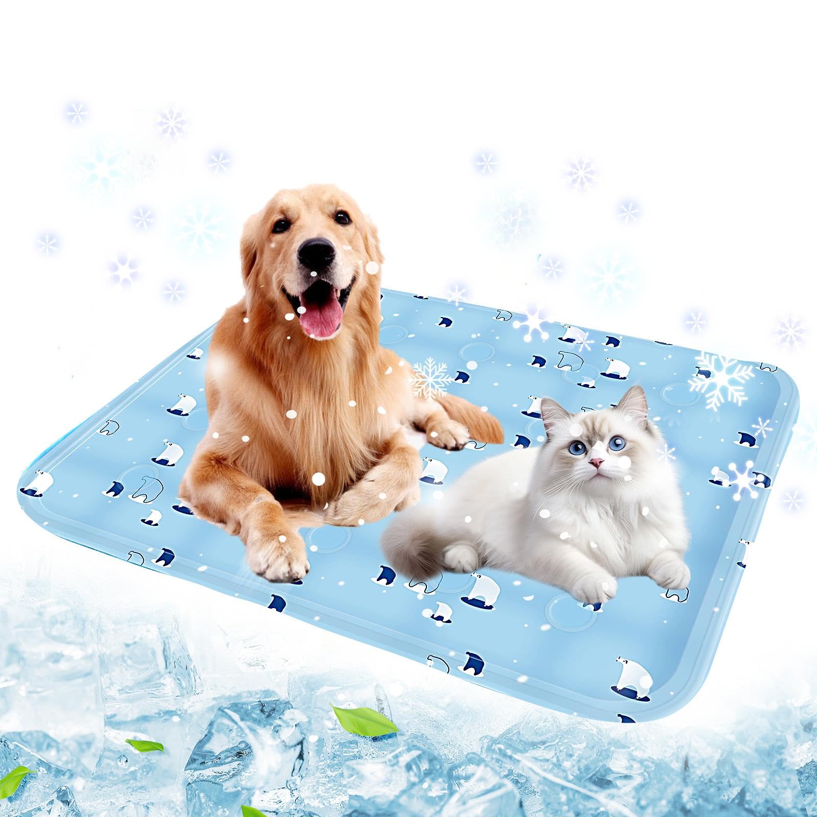 Dog Cooling Mat Large,Scratch-resistant Durable Pet Cool Mat,Foldable Durable Water Filled Model Cooling Mats,Non-Toxic Gel Self Cooling Pad for Dogs Cats,Great Pets Cool in Hot Summer(90 x 60 cm)