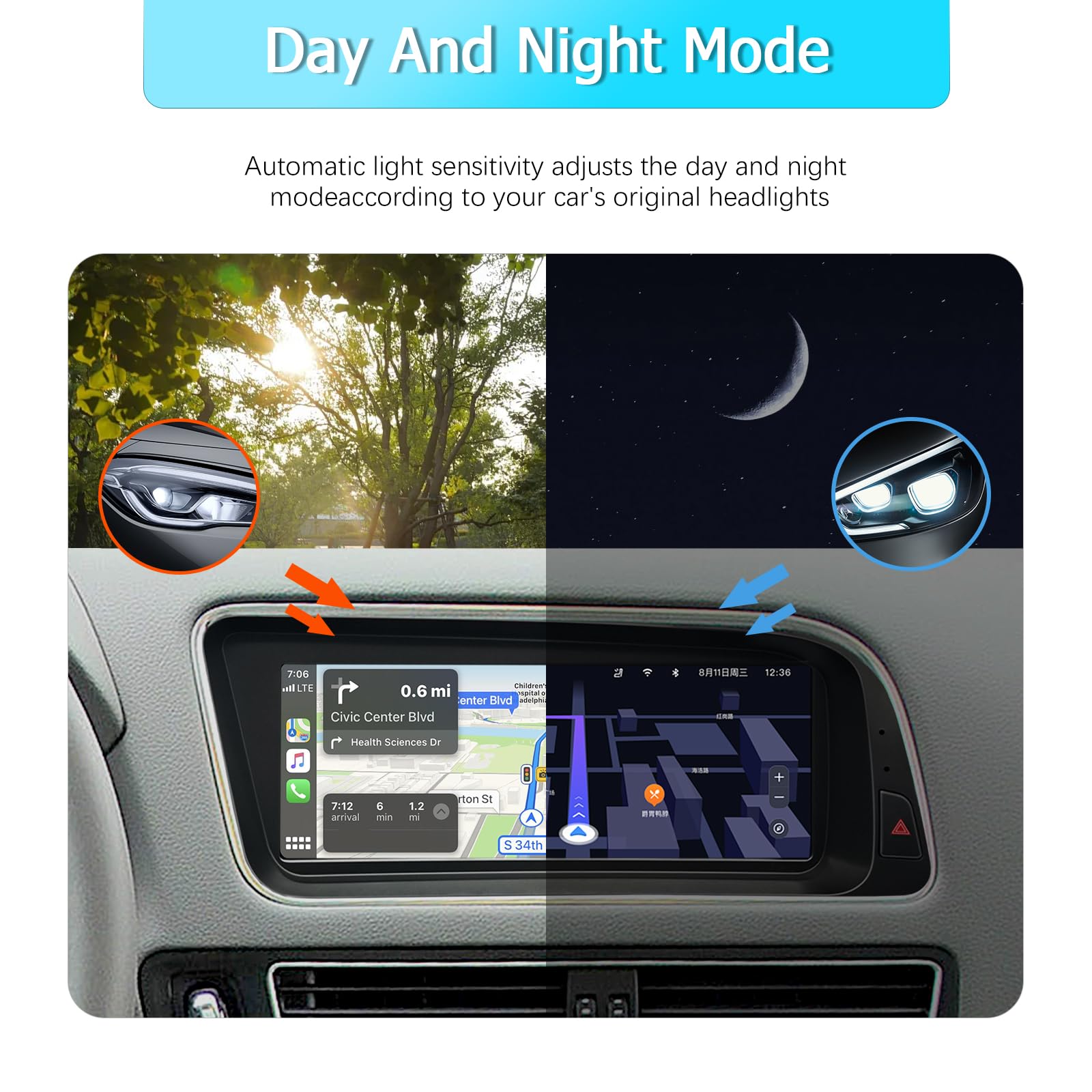 AIOMERUI Pantalla táctil CarPlay de 8.9 pulgadas para Audi Q5 2009-2017 año con 2GMMI, HD1920* 720 Radio de coche Pantalla estéreo Android Auto Mirrorlink (Concierto/Sinfonía 2GMMI)