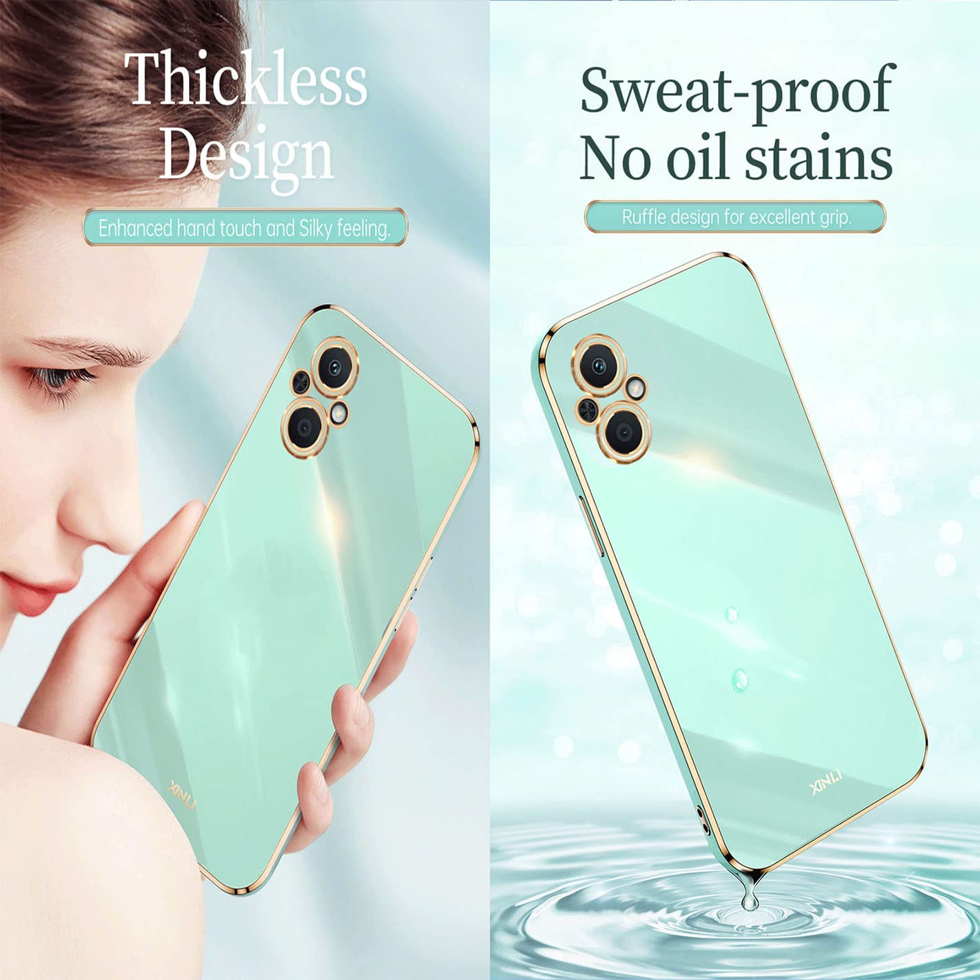 UPLAI Cover Per OPPO Reno 8 Lite 5G / Reno 7 Lite, Custodia In Silicone TPU Morbido, Design Galvanico Colorato, Bianco, Ultra Sottile, Antigraffio - 5
