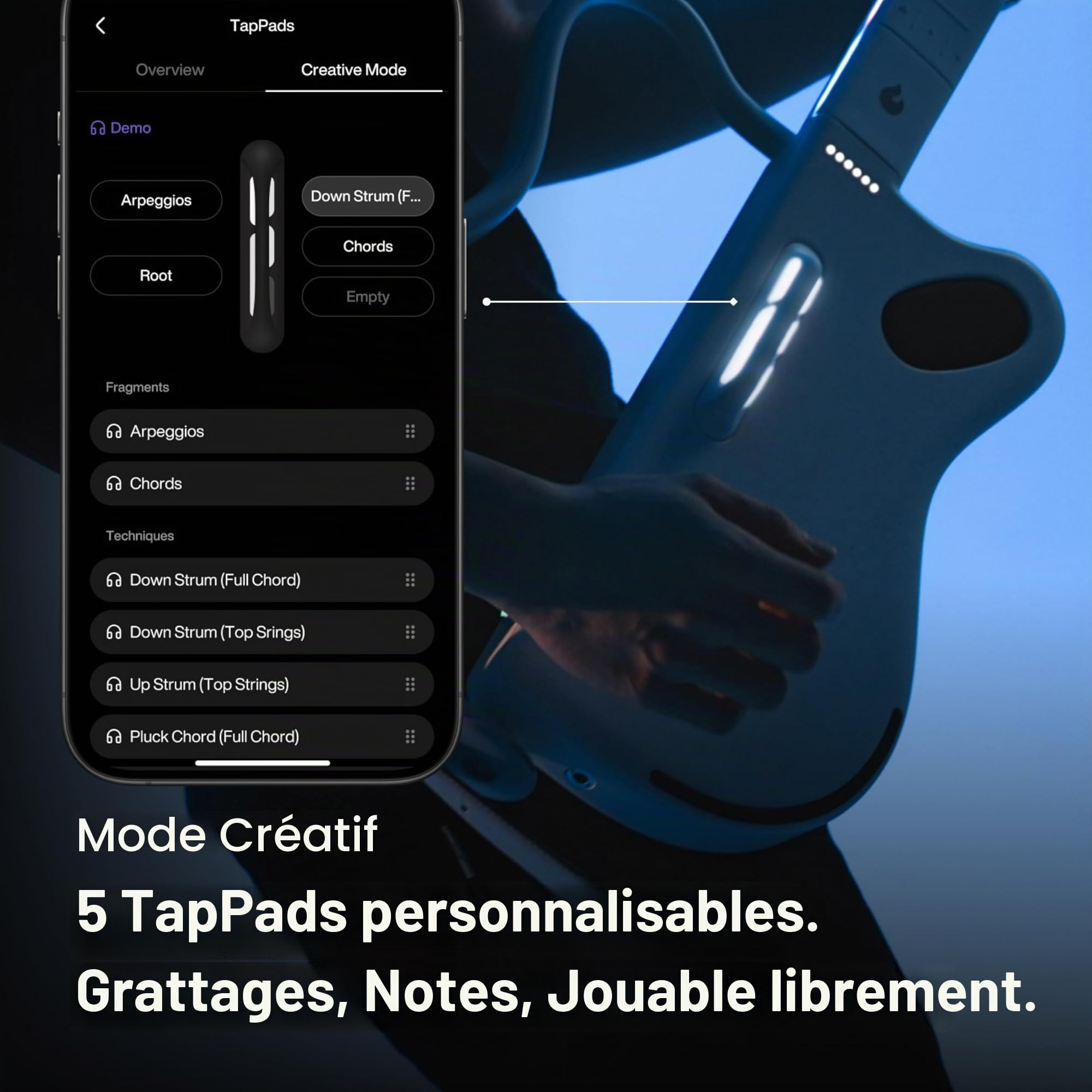 LAVA GENIE Guitare Sampler, Sans Cordes, Des centaines de Préréglages d'instruments, Haut-parleur intégré, Pliable, Amovible, Blanc, 30,5 Pouces