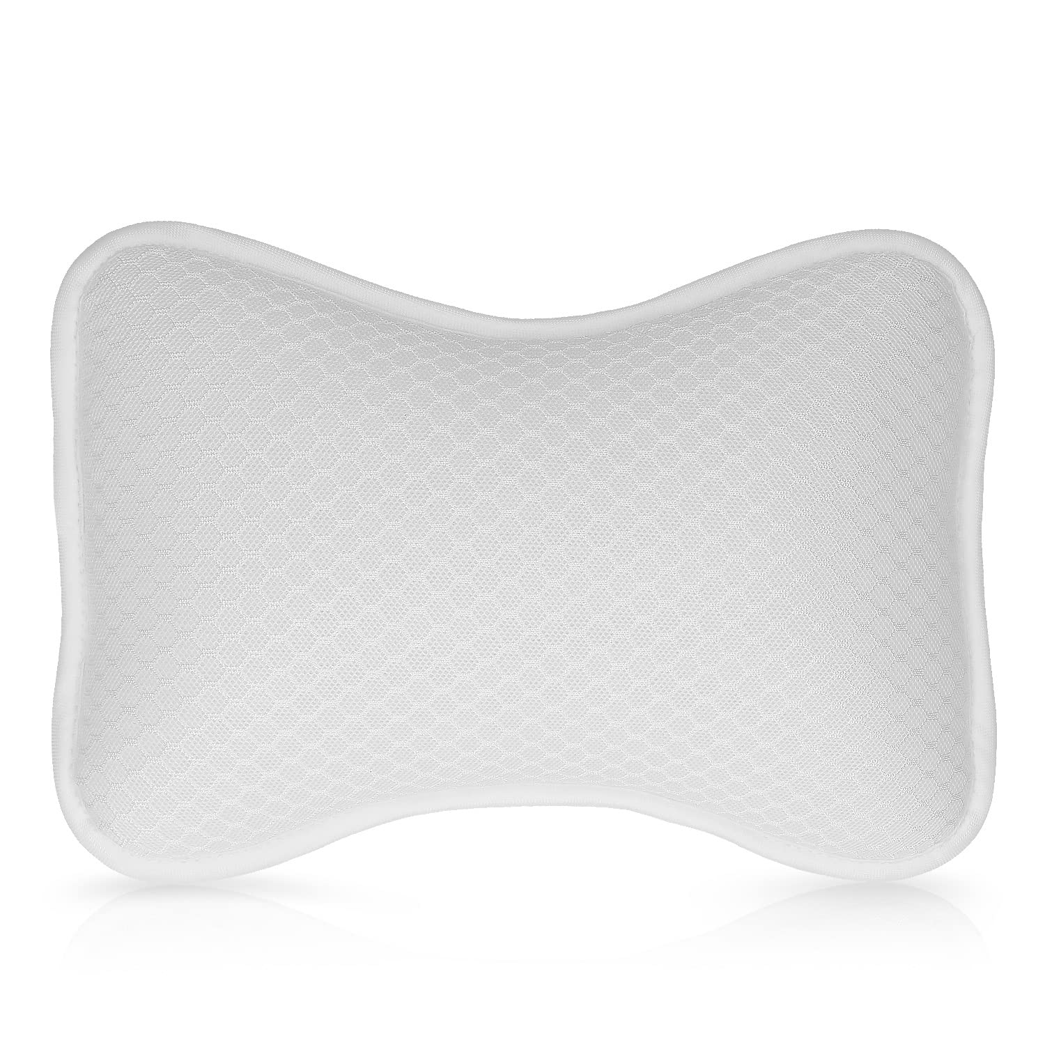 Navaris Cuscino Vasca da Bagno Extra Comfort - Poggiatesta Air Mesh con Ventose - Relax Schiena Spalle Collo - Supporto Piscina Idromassaggio - Bianco