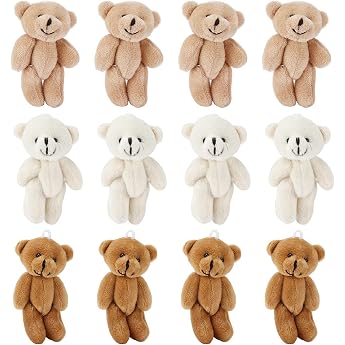 Qcwwy Cute Mini Plush Bears for Carnival Party Supplies 12 x Small Bears for Birthday Decorations