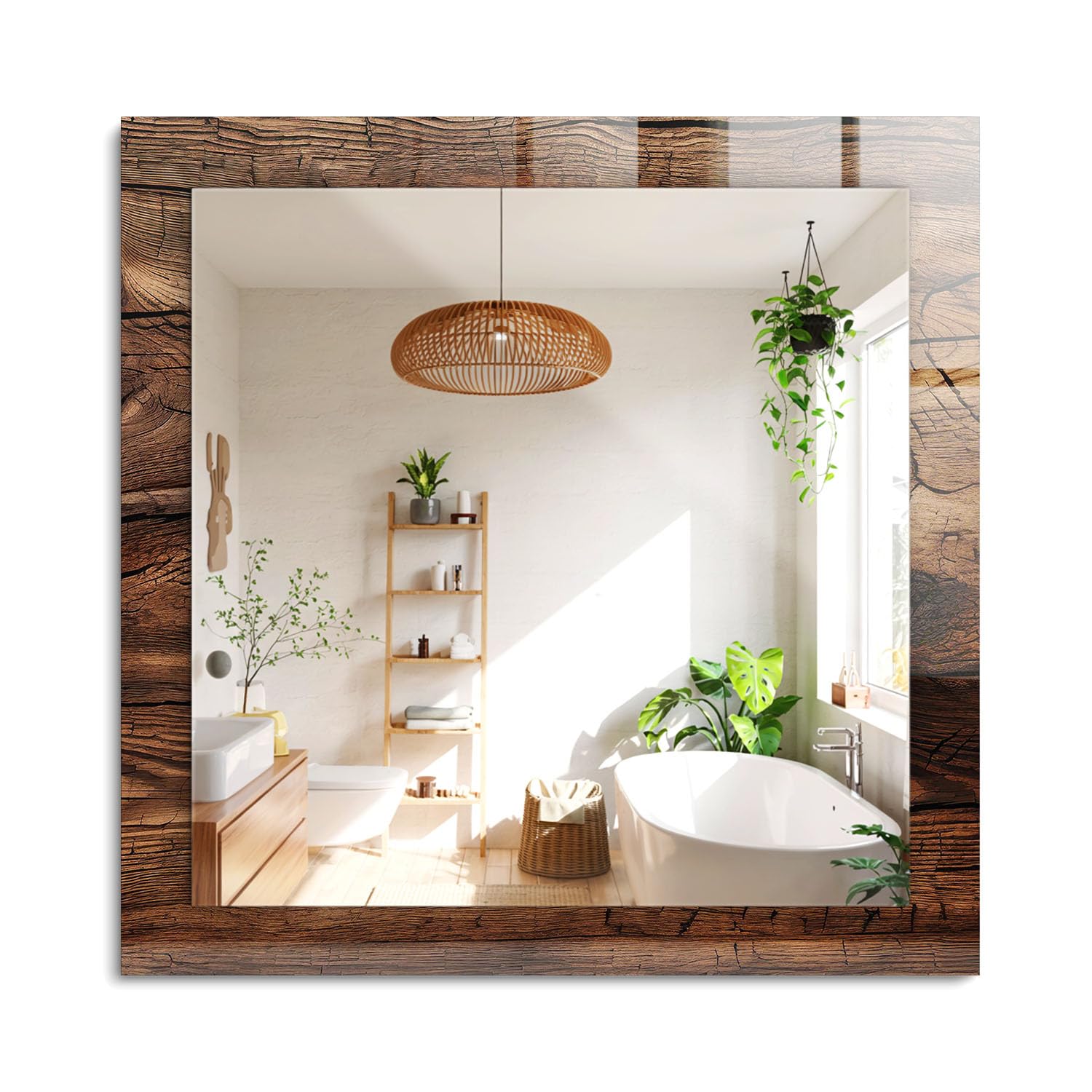 Miroir rectangulaire chic en verre graphique 60x60cm au design haut de gamme