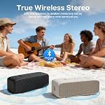 JUOVI Haut-parleur Bluetooth portable, IP68 imperméable 24H Temps de jeu, Bluetooth 6.0 TWS Jumelage, 20W Son stéréo, TF Entrée carte/AUX, Haut-parleur sans fil pour les voyages à la maison en plein air (Noir)