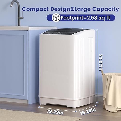Miniatura 2 de BANGSON 1.31cu.ft Portable Washing Machine, Full-Automatic Washing Machine with 8 Programs 6 Water Levels, Drain Pump and LED Display, Compact