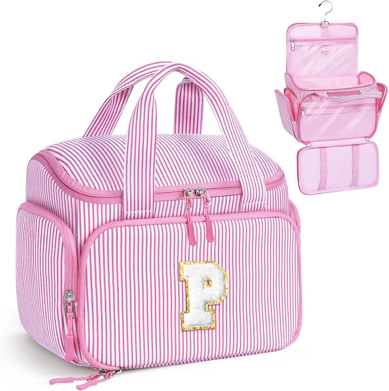 Necessaire de viagem YOOLIFE com gancho, bolsos e alça para mala, Rosa (P)