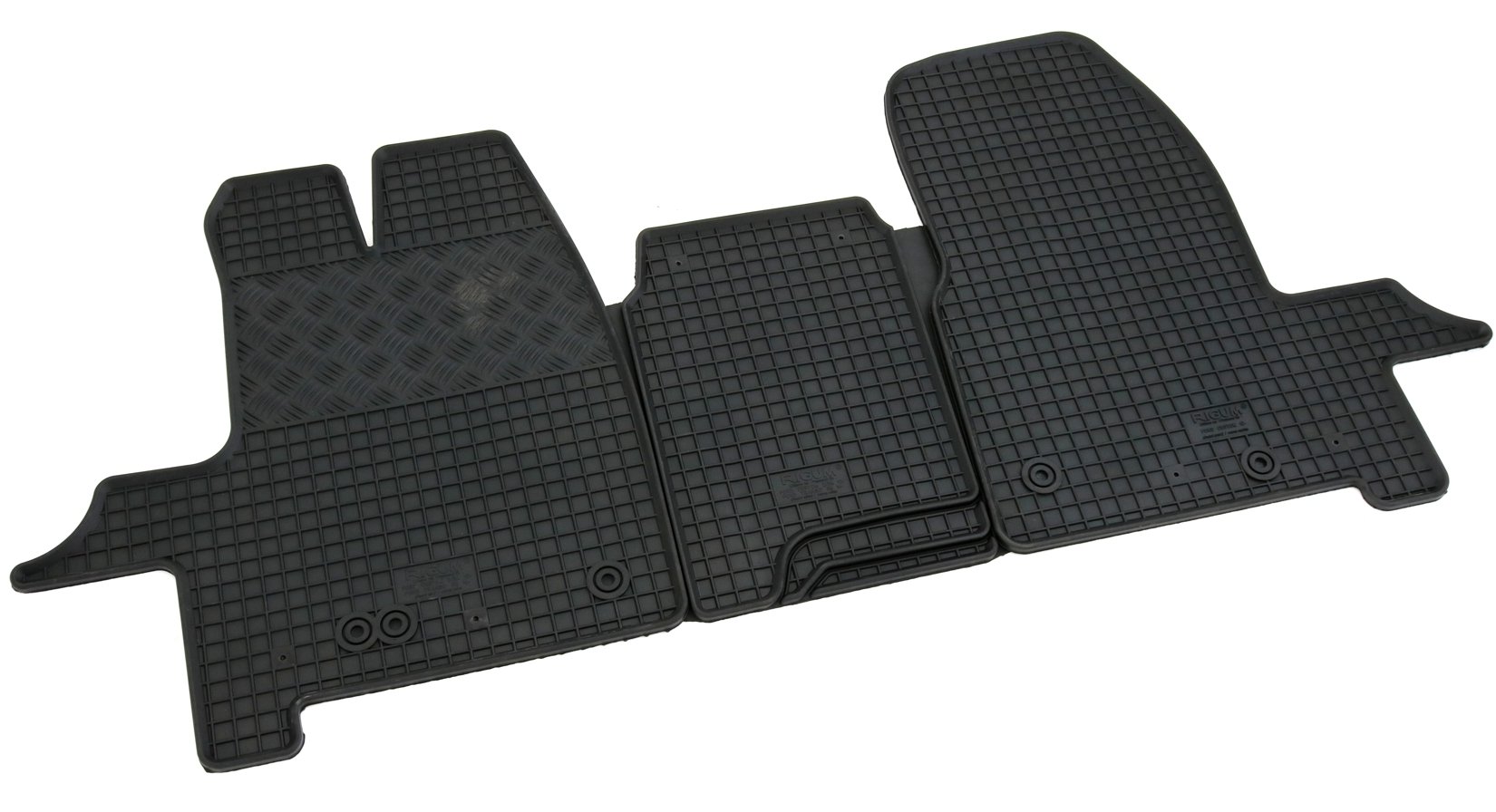Set de 3 Tapis de Sol en Caoutchouc Noir pour Ford Tourneo/Transit/Custom