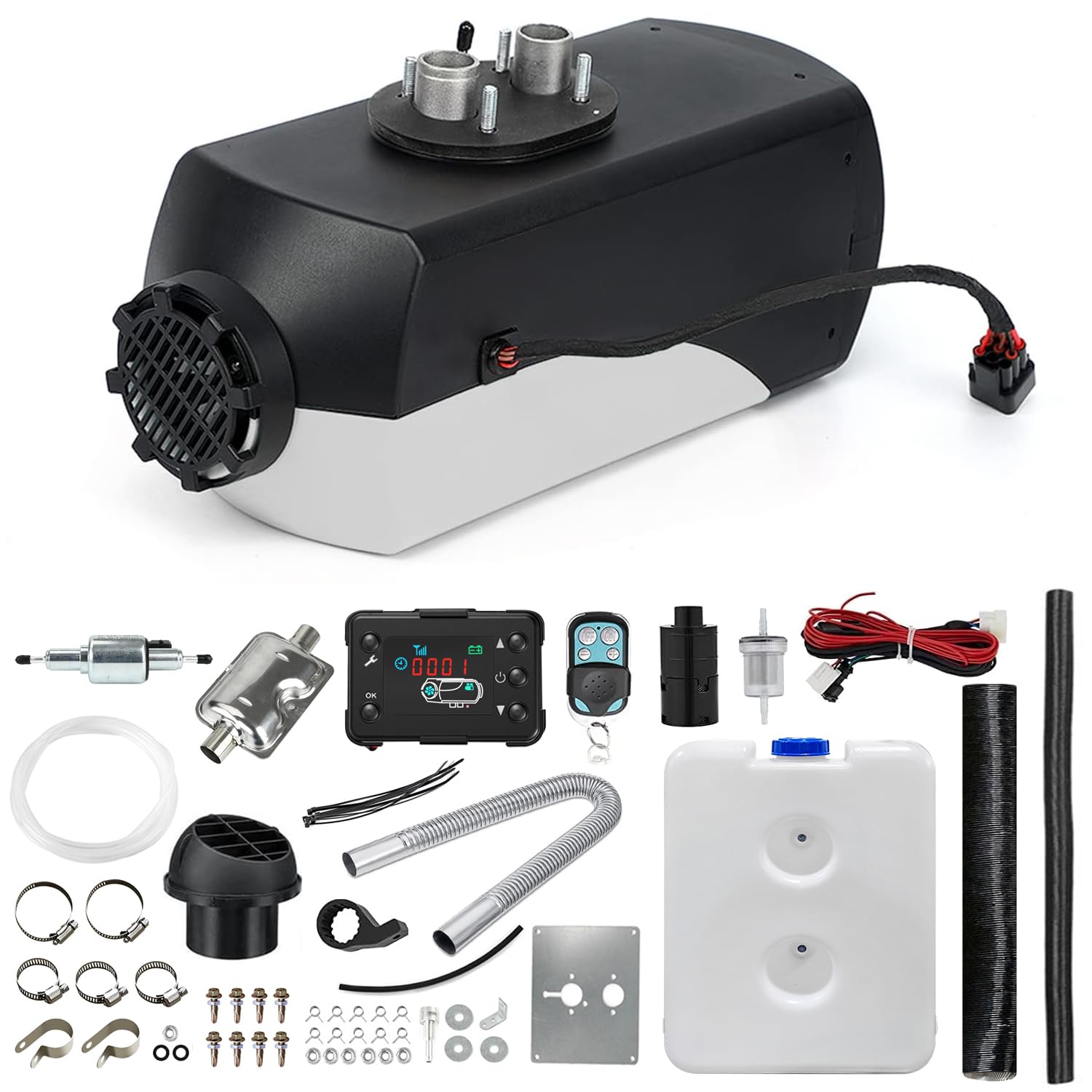 Triclicks 12V 5KW Air Diesel Heater Parking Heater Diesel Night Heater with Silencer LCD Switch Remote Control 10L Tank For Truck, Boat, Car Trailer, Motorhomes, Campervans (Style 10)