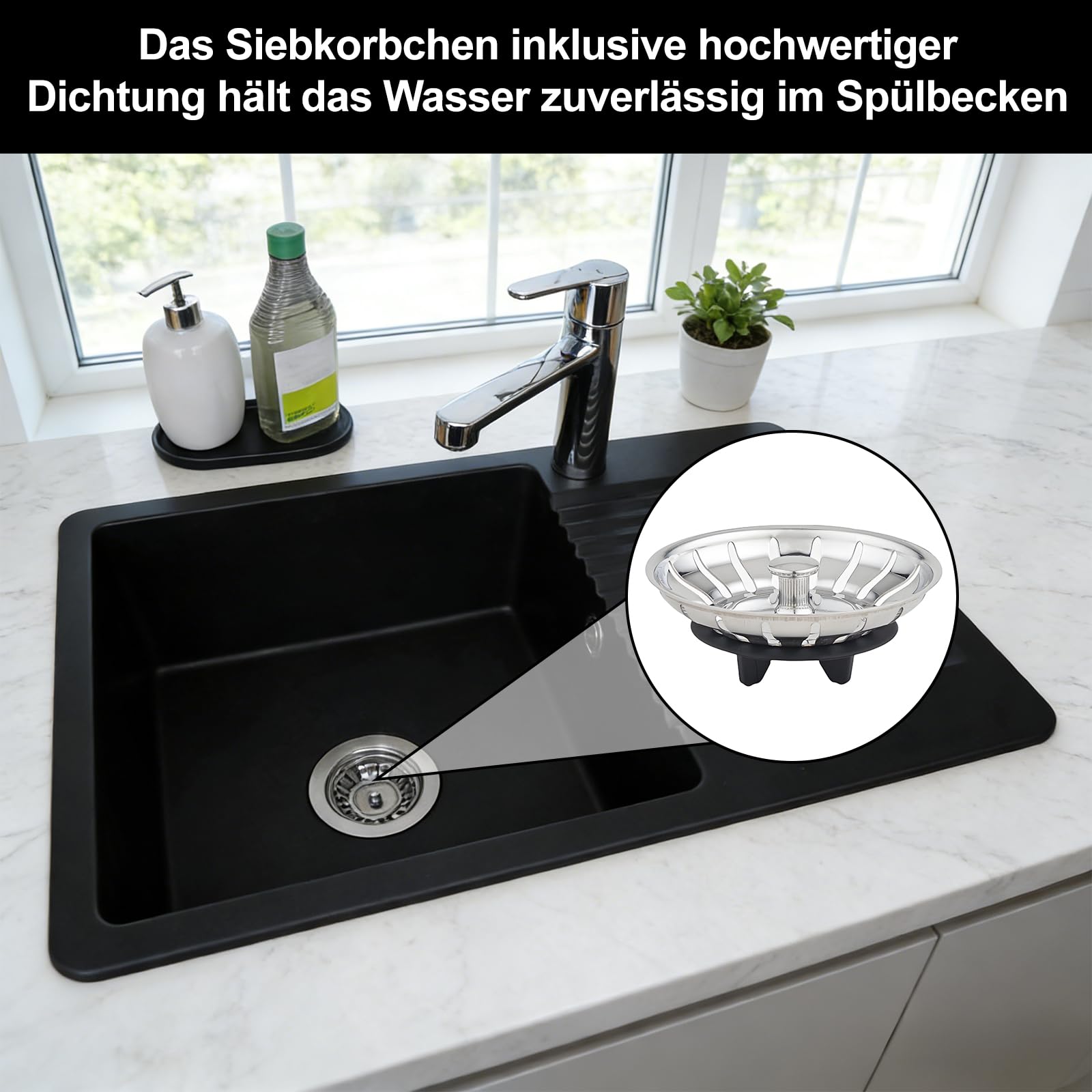Lot de 2 paniers d'évier - Diamètre : 80 mm - Avec joint en caoutchouc à trois pieds - Compatible avec IKEA ATLANT et DOMSJÖ - Pièce de rechange pour siphon d'évier de cuisine - Type d'âge