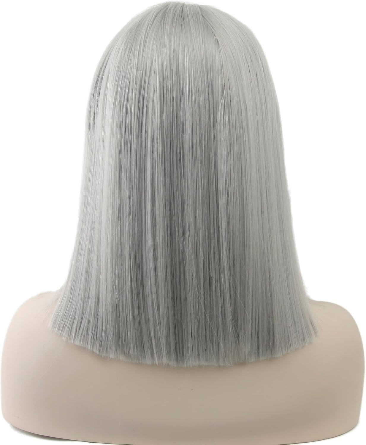 IMISSU Short Natural Cut Hair Cosplay Wig with Straight Bangs Halloween Costume Party Wigs for Women (Gray) - Image 4