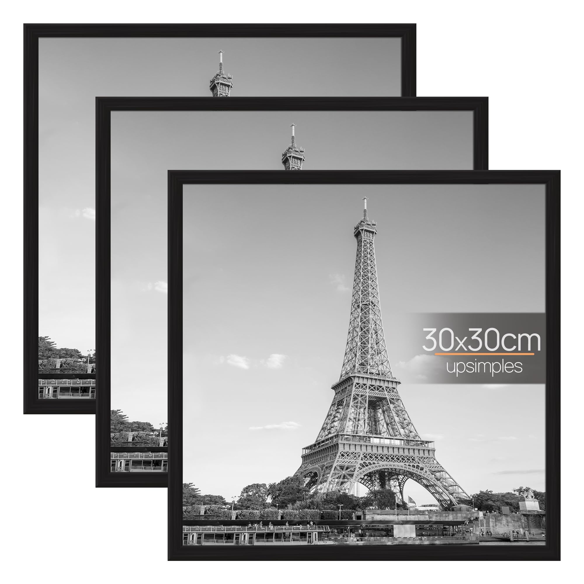 upsimples 3 Pack 30x30 Picture Frame, 30x30 Picture Frame Black for Photo Gallery, Slide-In Strips