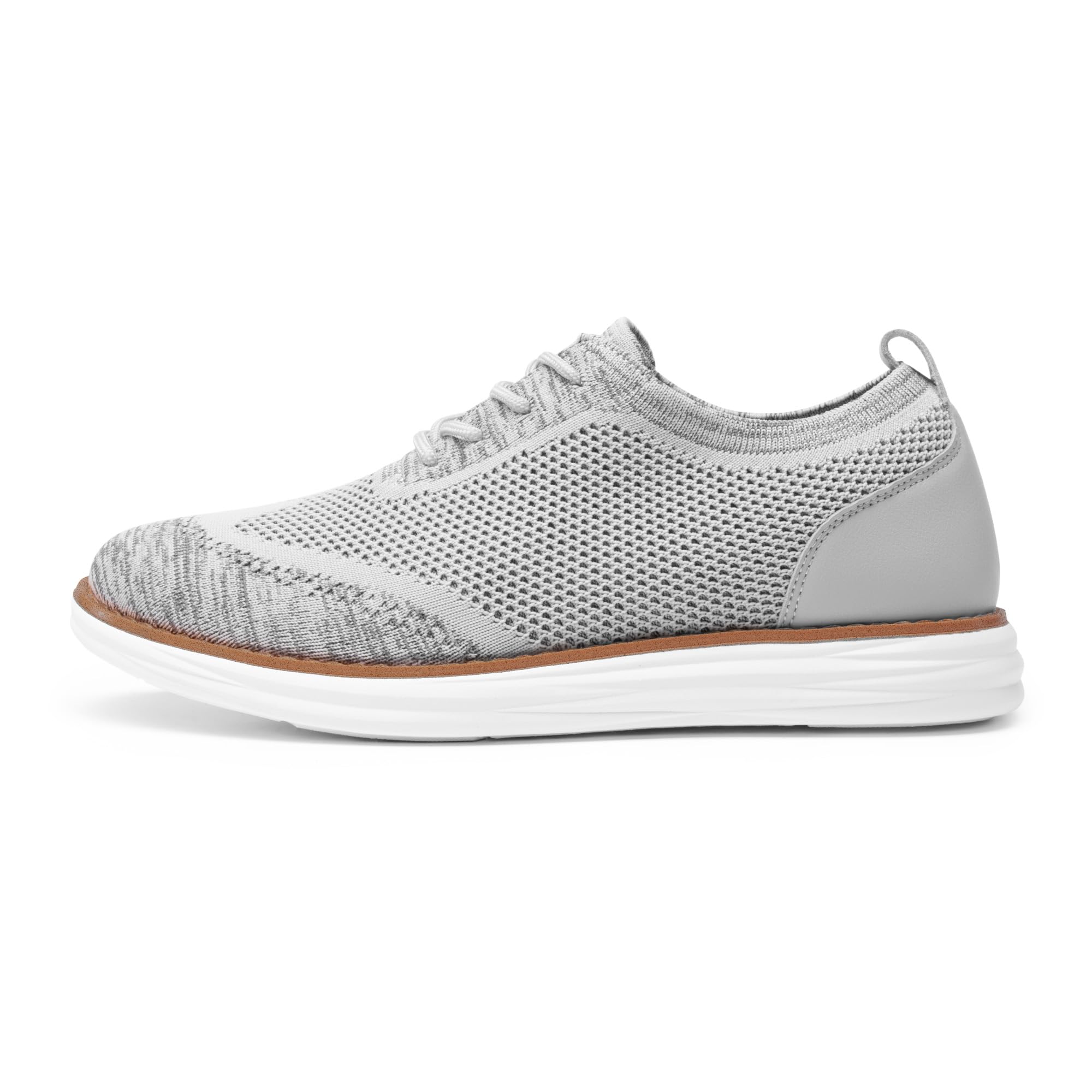 Bruno Marc Zapatos de Cordones Transpirables Zapatillas de Vestir Oxfords Clásico Formales Derby para Hombre Verano Casuales,Size 46,Gris Claro,GRAND-02