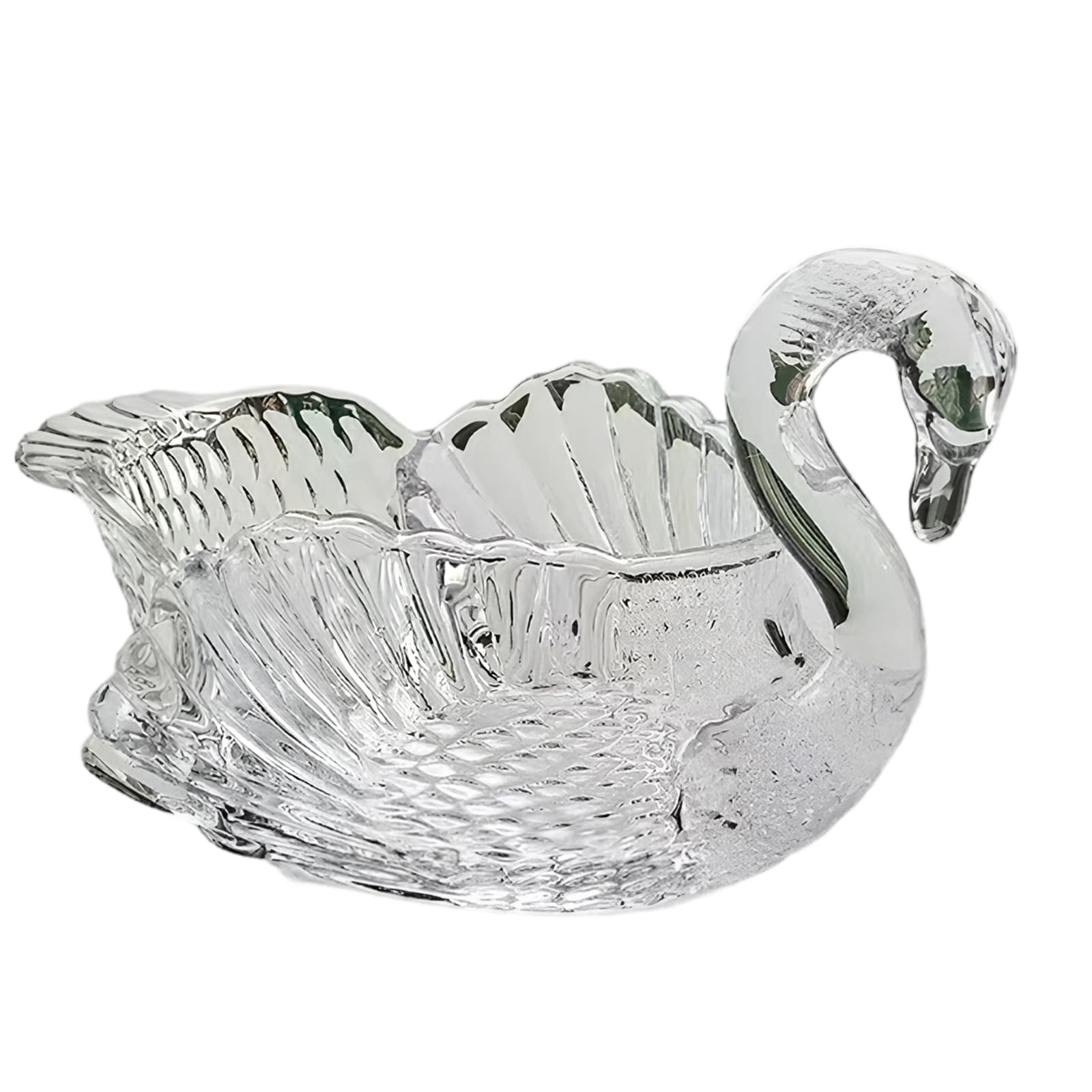 Jazuaiao Clear Modern Cygne Pattern Glass Display Plate For Fruits And Decor Accent Candy