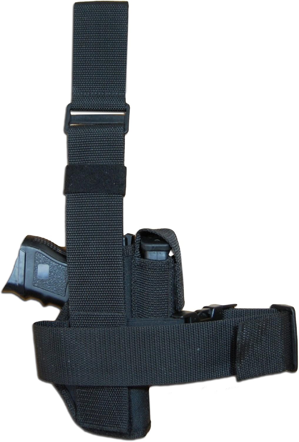 Barsony New Tactical Leg Holster w/Single Mag Pouch for Compact 9mm 40 45