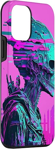 Vista 30 de iPhone 14 Pro Max Cool Retro Alien Sunset Tropical Trippy Vaporwave Sky Art Case
