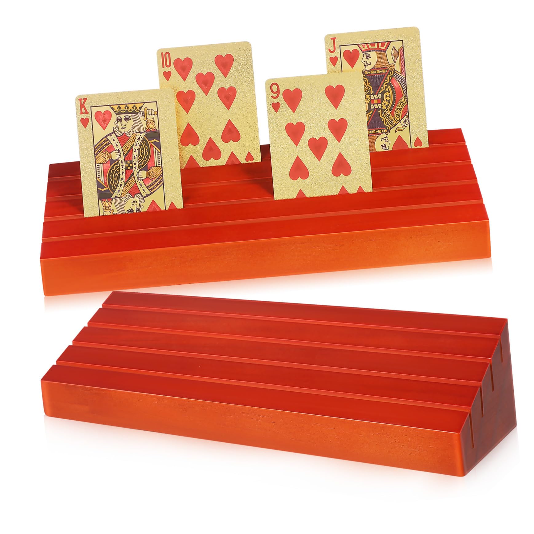 2 Pièces Support Cartes à Jouer Bois Base Stable Porte-Cartes Polyvalent pour Jeux de Poker et Rangement Médium Marron Accessoire Pratique pour Parties et Soirées