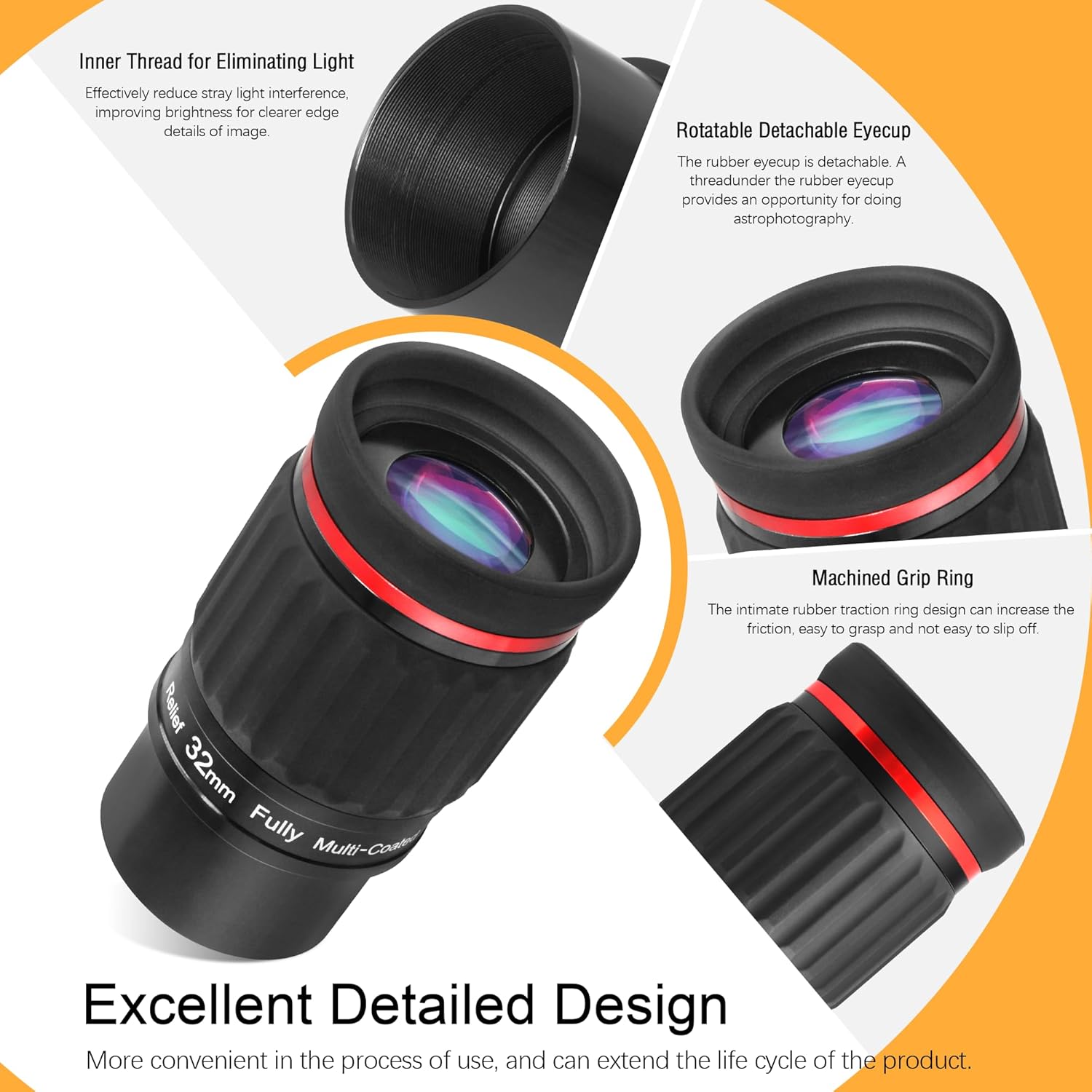 Astromania Metal T-Ring Adapter for Nikon DSLR/SLR - Bundle with - 2" 32mm 70° SWA Eyepiece&M43-M42 Adapter