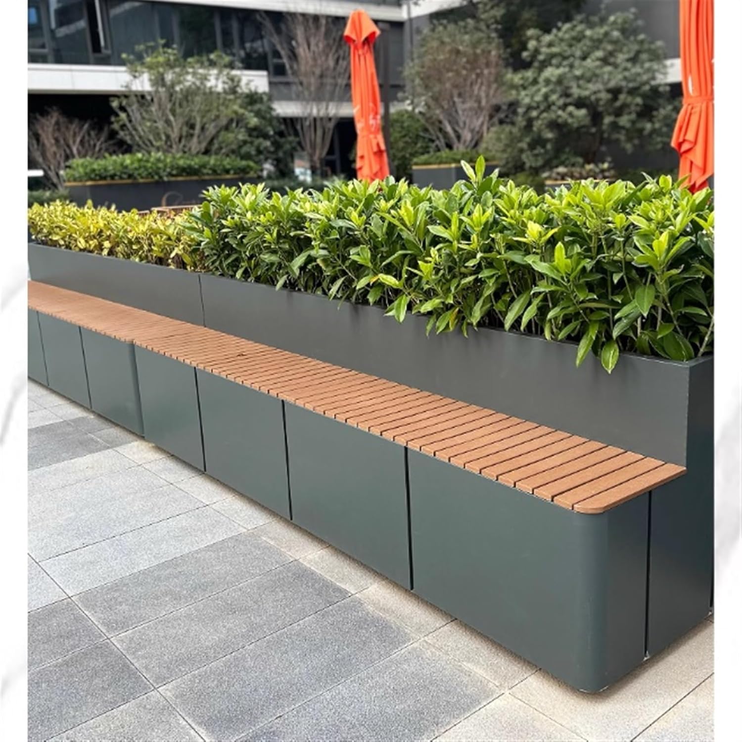 Outdoor Park Planter Bench Outdoor Iron Flower Box and Seat Combination Set Outdoor Garden Square Street Rest Flower Trough Seat Planers Park Flower Box Bench