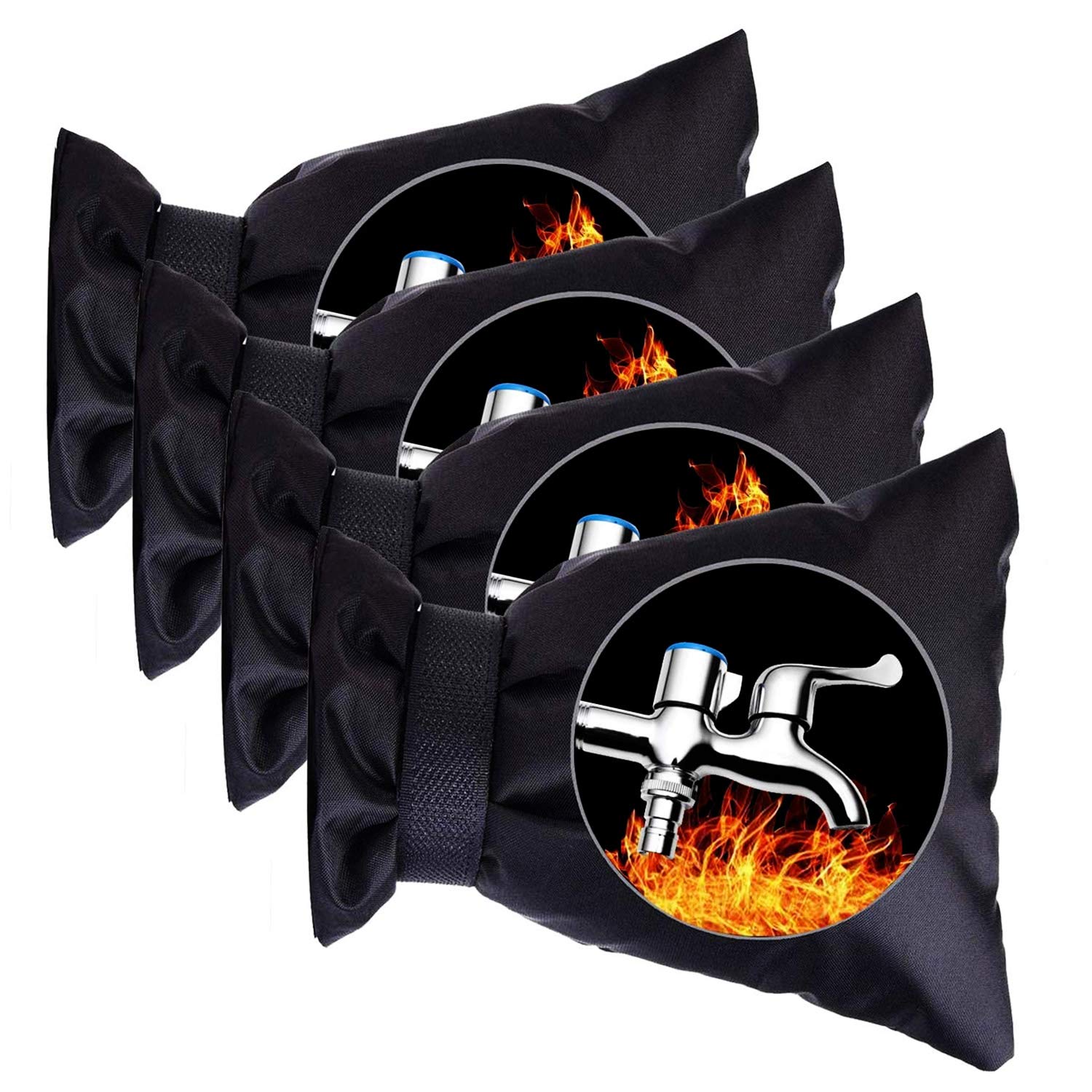 GonLei4PACK 5.5" W x 7.4" H Winter Faucet Insulated Hose Socks Outdoor Faucet Covers for Spigot Winter Protection Hose Bib (Black)