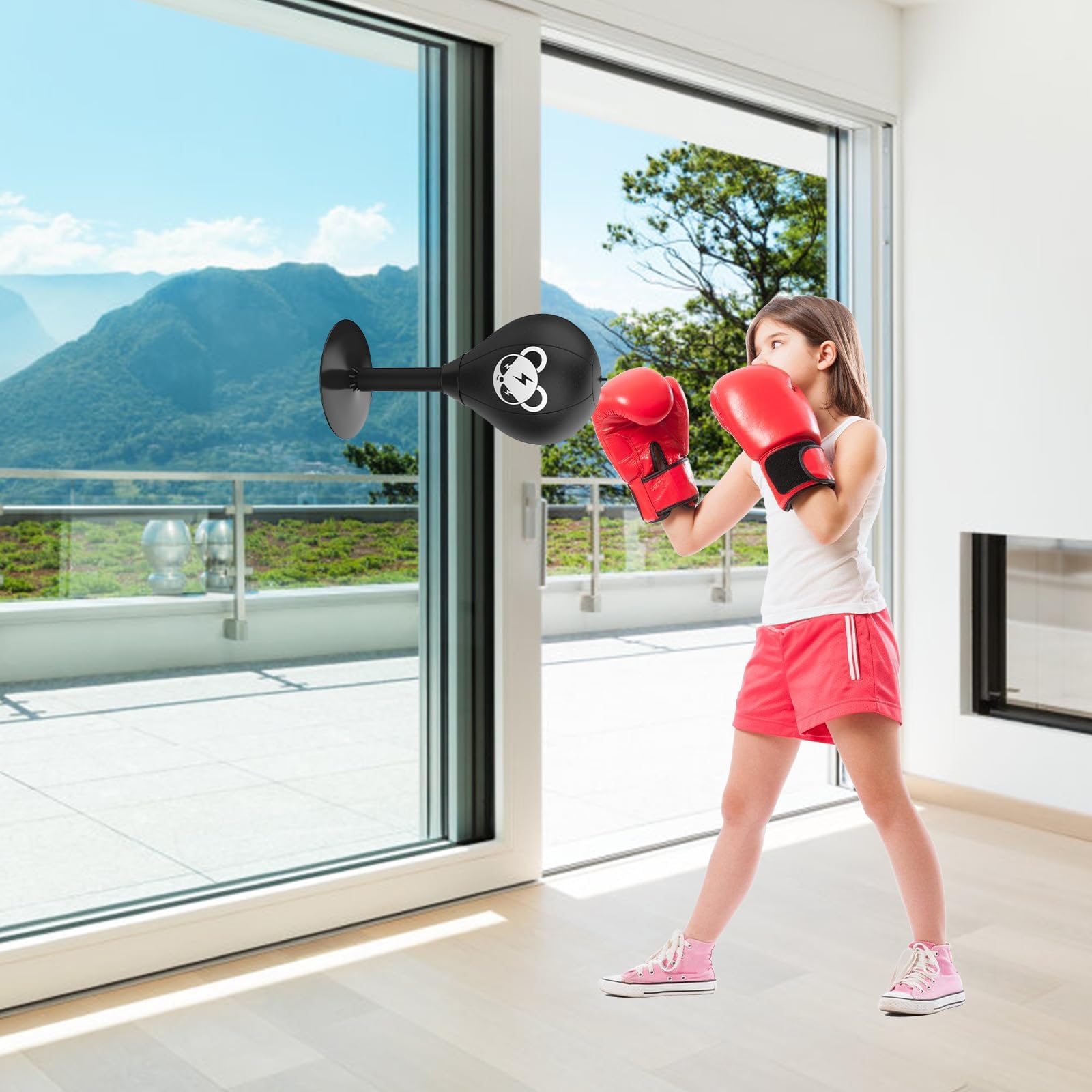 Sacco da boxe da tavolo, da boxe, da tavolo, per alleviare lo stress, con ventosa