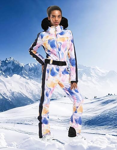 Miniatura 8 de GSOU SNOW Trajes de esquí para mujer de una pieza para snowboard invierno impermeable resistente al viento traje de nieve para deportes al aire libre