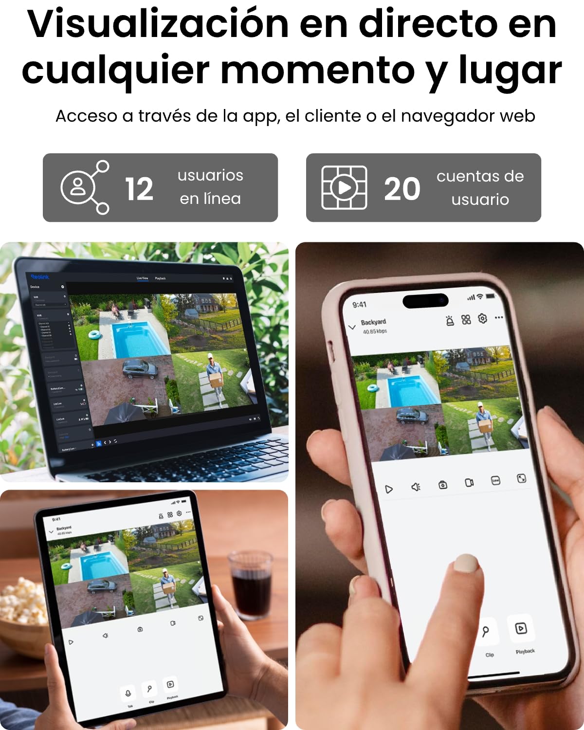 Reolink 8MP Kit Cámaras de Vigilancia PoE, Detección de Personas y Vehículos, 8X 4K Cámaras IP PoE Exterior, H.265 16CH NVR con 4TB HDD para Grabación Continua, Visión Nocturna, RLK16-800B8