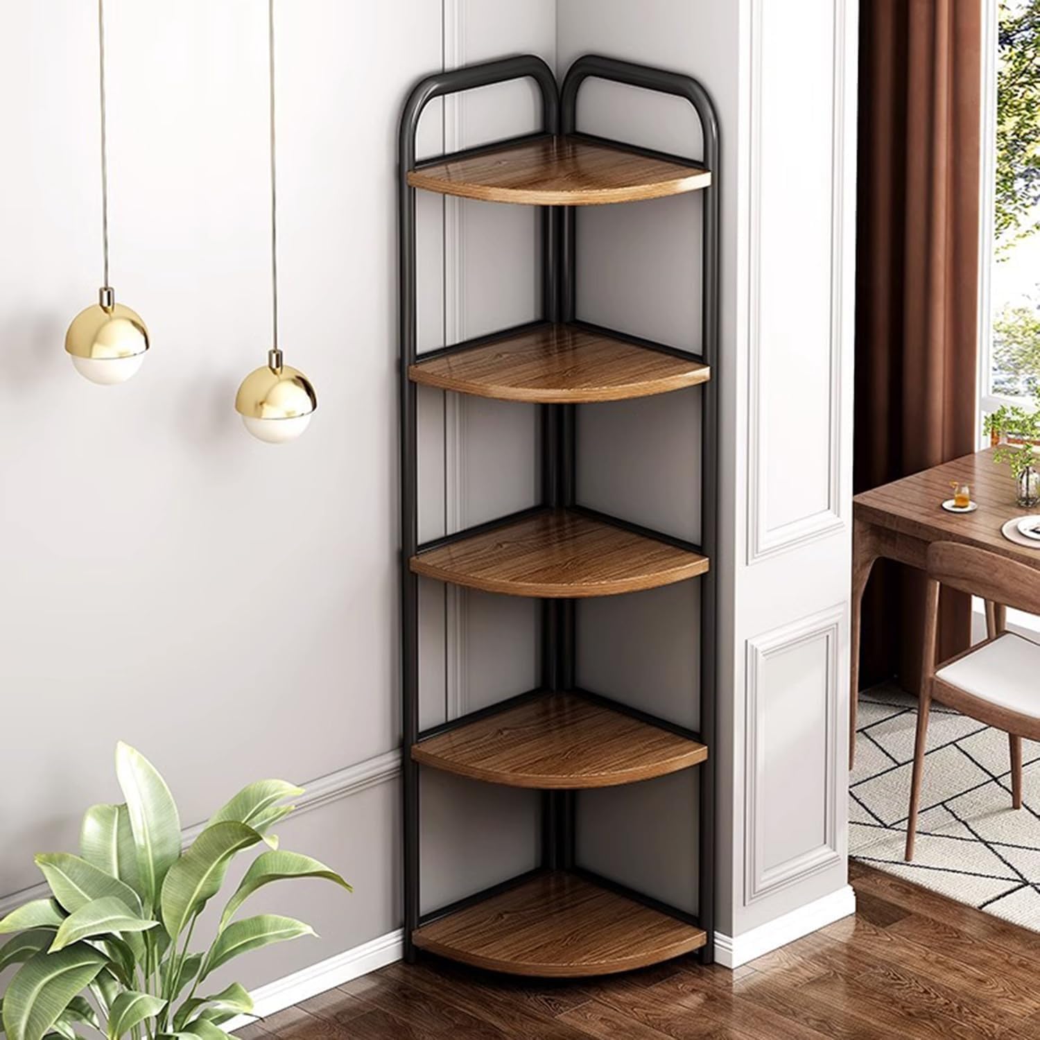 blueland Corner Shelf 5 Tier, Storage Rack, Industrial Ladder Bookcase Plant Stand, Display Rack for Living Room, Kitchen, Bathroom, Bedroom, Home Office (5Tiers-B)
