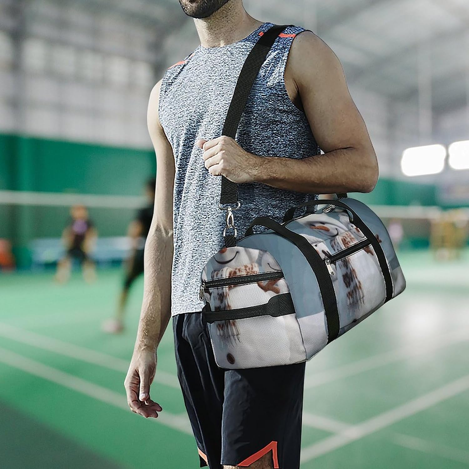 Gym Bag for Men Travel Duffle Bag Happy Snowman Tote Bag Weekender Duffel Bag Weekender Bag for Sports