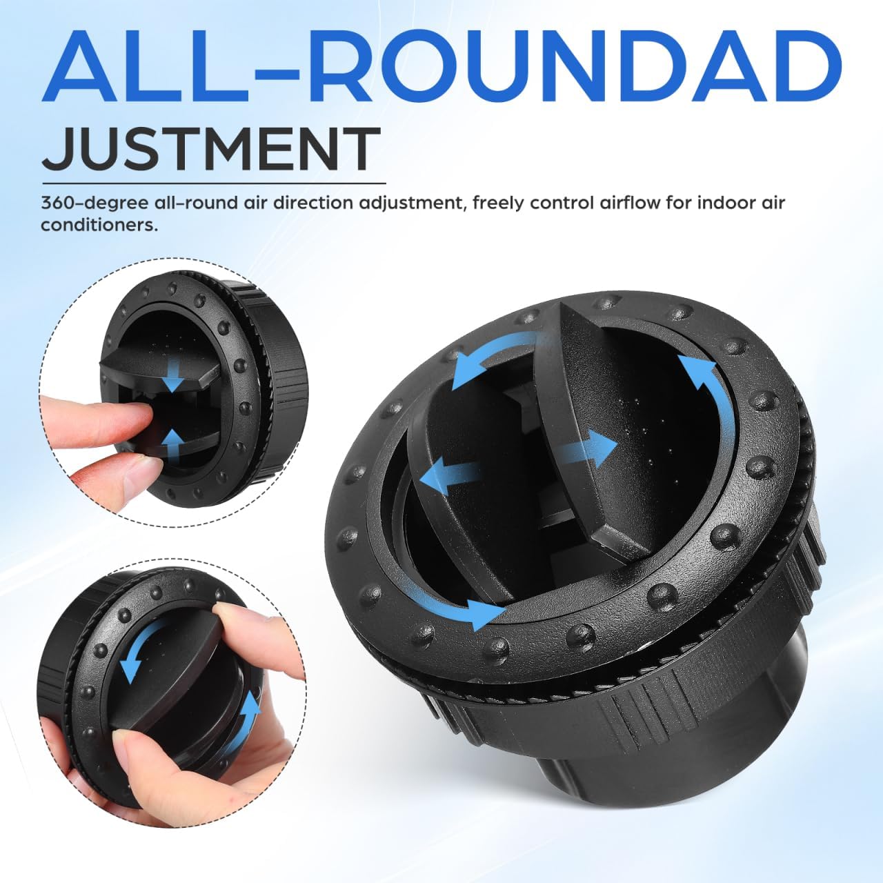 Sewroro Dashboard Air Vent Outlet, 2 Pack Round Air Conditioning Deflector, ABS Adjustable Vent Compatible with Cars RVs ATVs, for 2. 3 Inch Duct Openings, Black