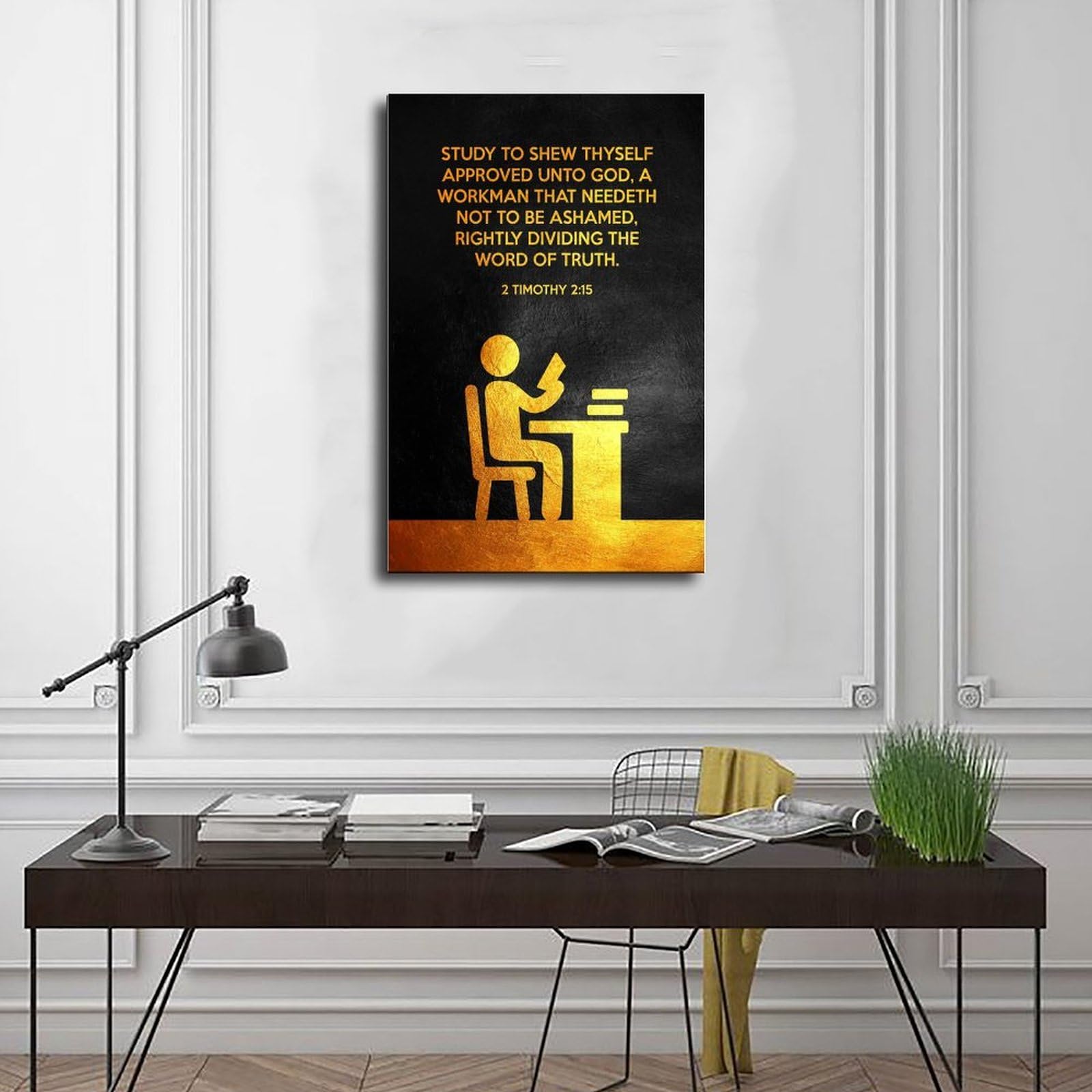 ANFOTCM 2 Timothy 2 15 plakat na płótnie sztuka ścienna sypialnia dekoracja do biura pokoju kuchni prezent 60 x 90 cm