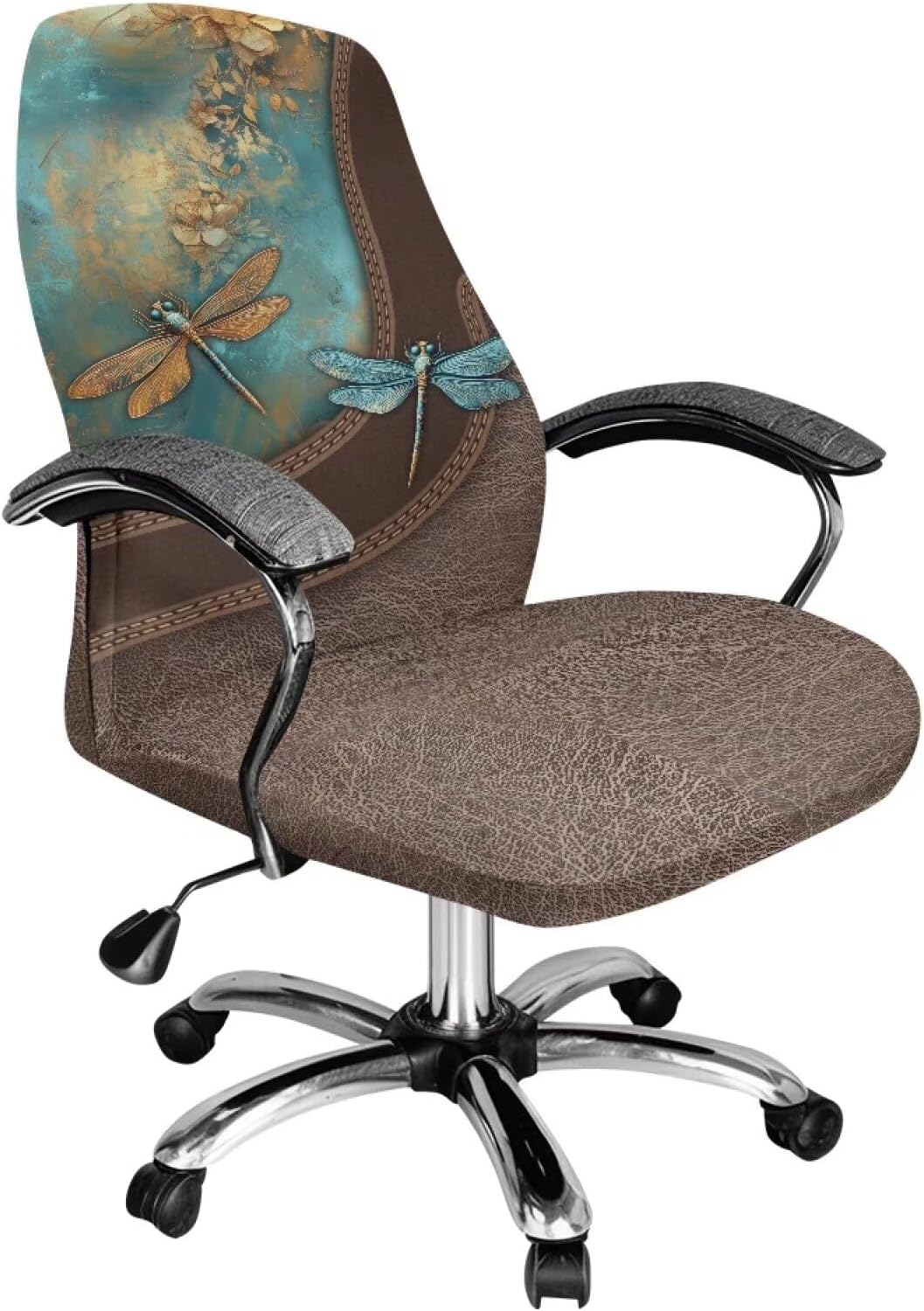 Xoenoiee Cute Pickle Hearts Pattern Office Chair Covers Stretchable Computer Gaming Chair Cover, Universal Desk Chair Covers Removable Rotating Chair Slipcover with Button, Small