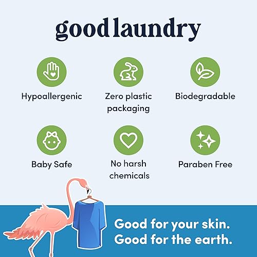 Miniatura 4 de Good Laundry Hojas de detergente, sin perfume (60 cargas), hojas de detergente ecológicas, hipoalergénicas, sin jarras de plástico ni residuos, con