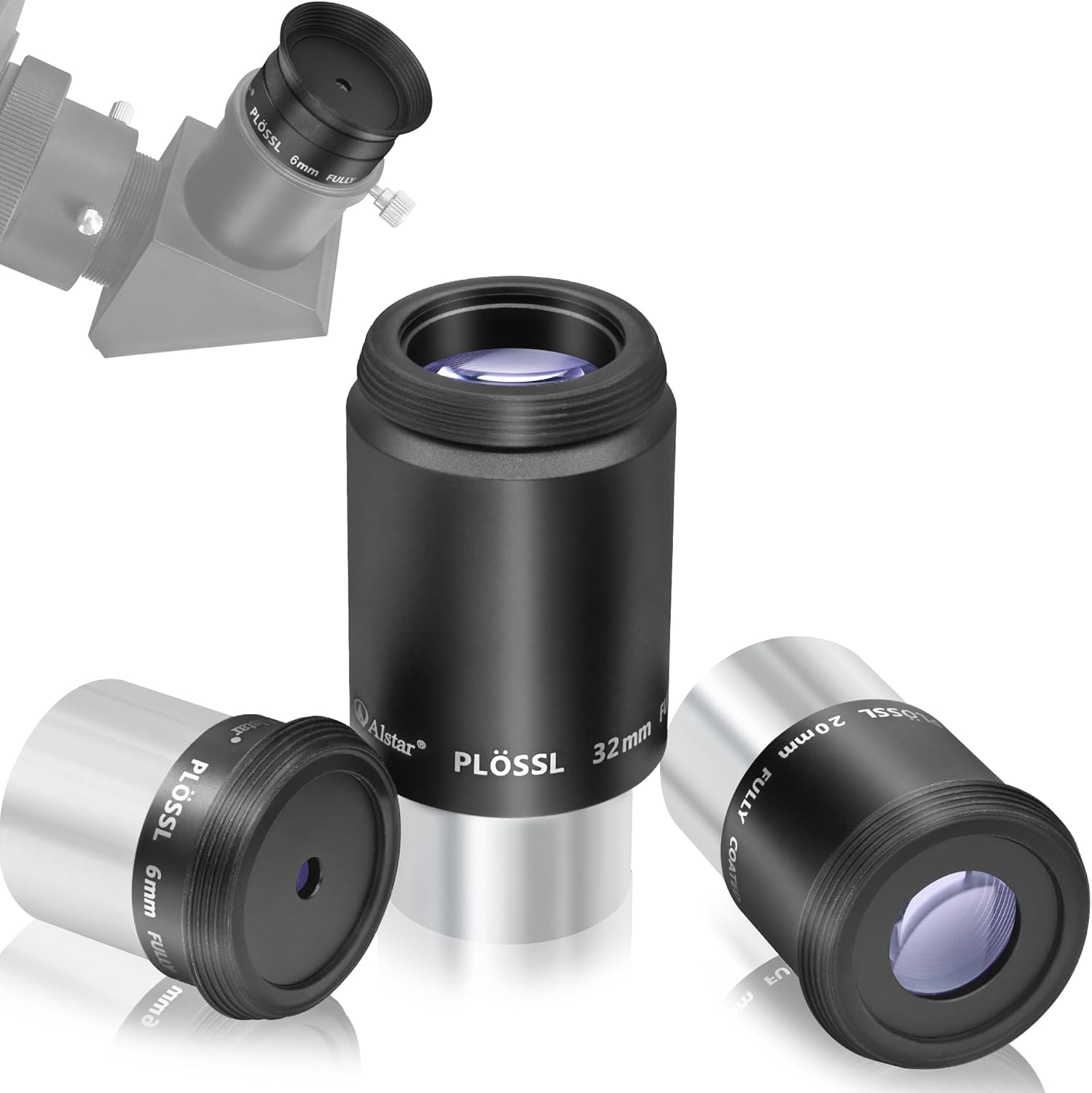 Alstar 1.25 Inch Plossl Telescope Eyepiece Set - 6mm 20mm 32mm Fully Multicoated Optical Lens for 1.25inch Astronomic Telescope and Astronomy Filters - 4 Element Plossl Design