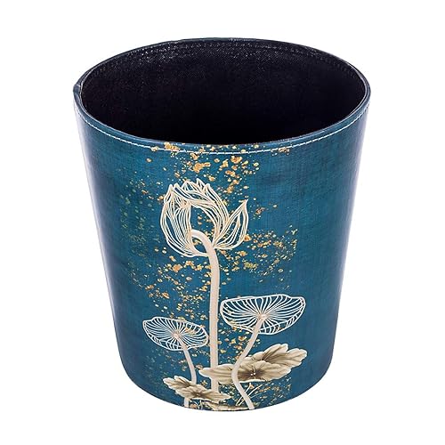 Miniatura 6 de Cubo de basura de piel sintética de 10 litros2.64 galones, impermeable, decorativo, cesta de papel para el hogar, oficina, baño, Lotus