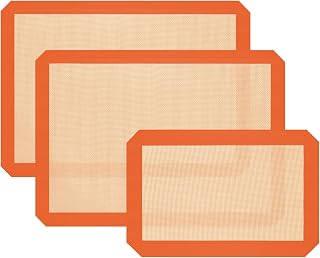 Koolstuffs 3-Pack Non-Stick Silicone Baking Mats - Reusable Oven Liners for Cookies, Bread, Pastry - Heat-Resistant Orange