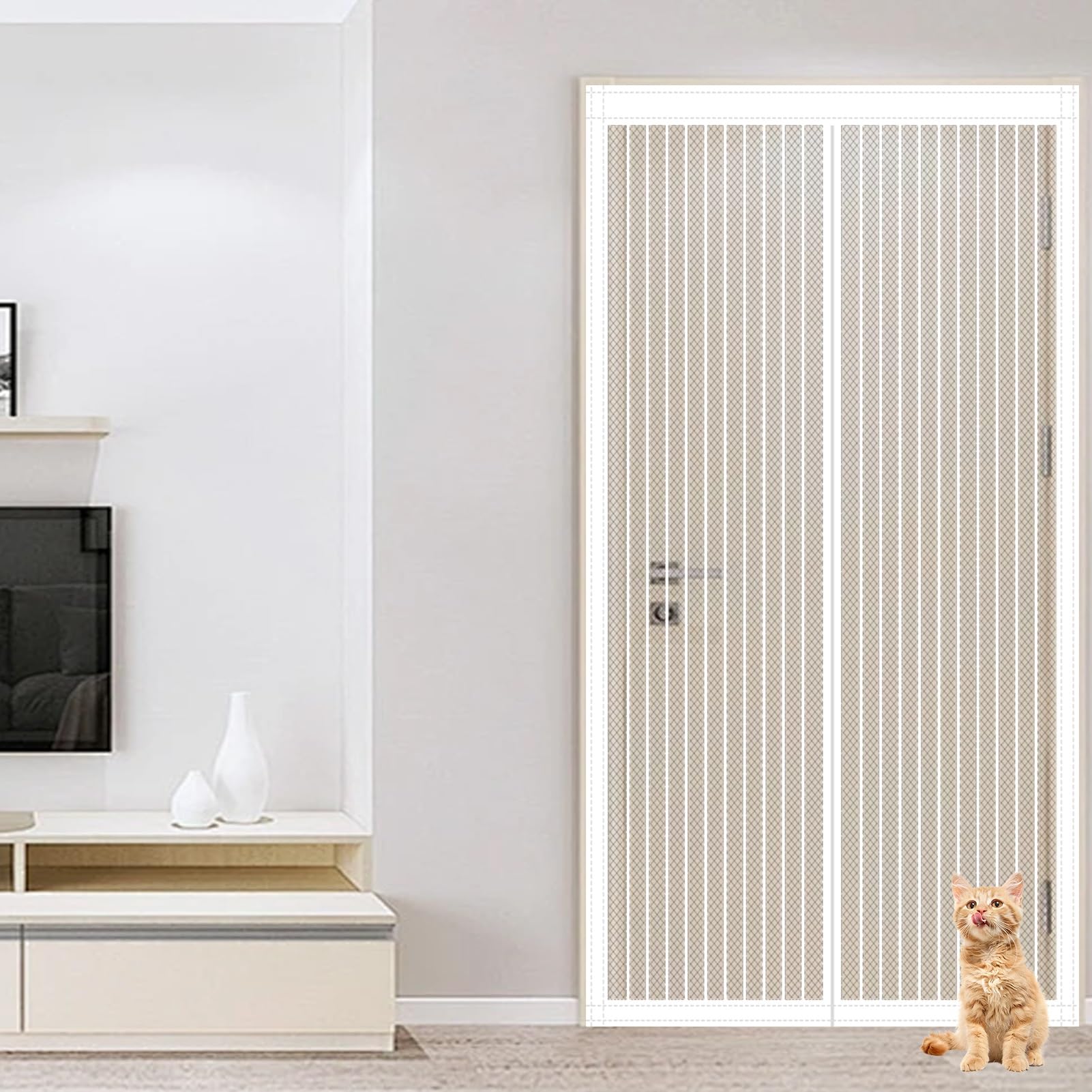 Yxrs White Mosquito Door Net Magnetic 168 X 203 Cm Keep Bugs Out & Lets Fresh Air In Magnetic Door Curtains Easy To Install Suitable For Patio Doors Balcony Bedroom,