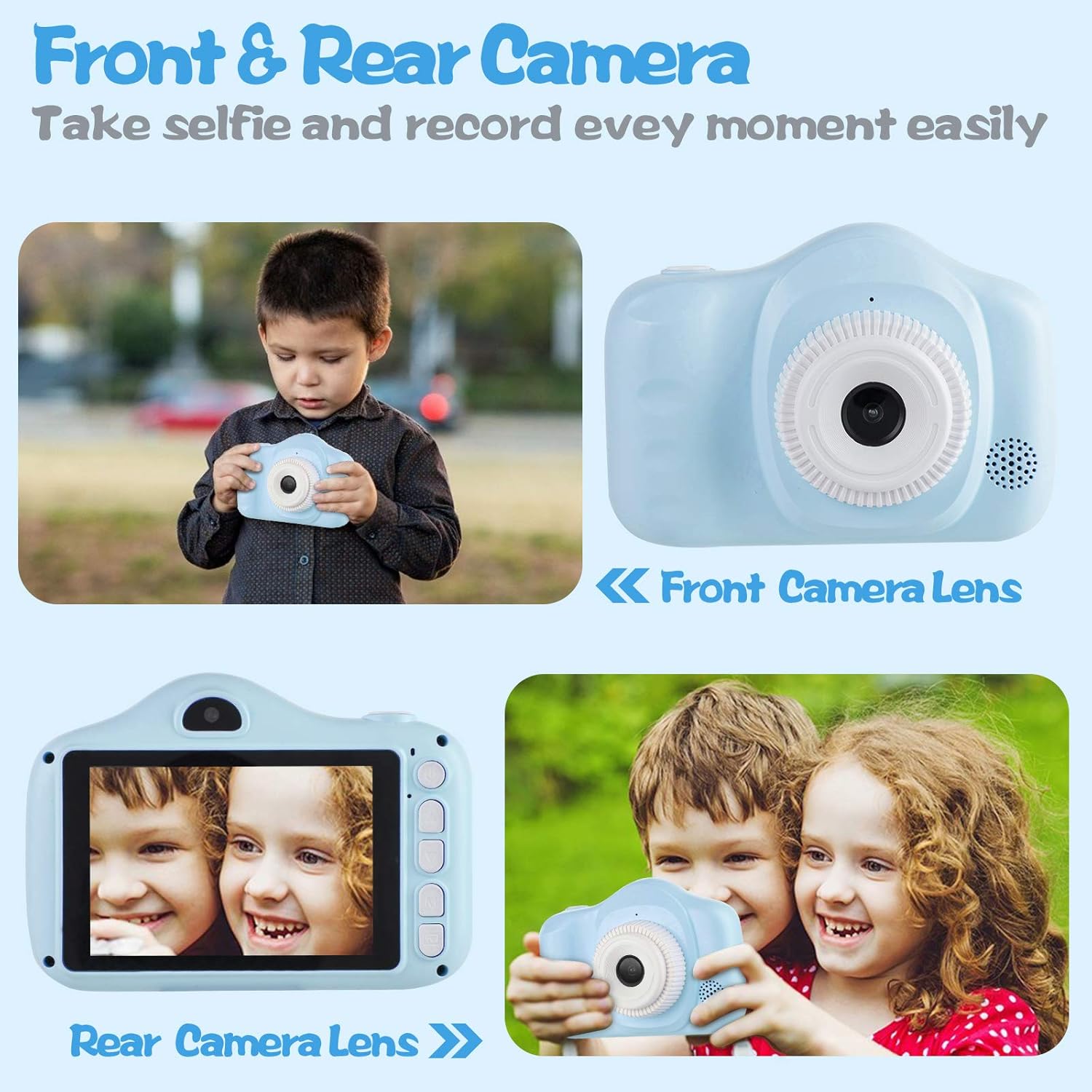 Kids Camera, 40MP/30MP/28MP/12MP Digital Camera for Kids Gifts, 3.5 Inch Large Screen 1080P Digital Video Camera for Kids with 32GB SD Card, SD Card Reader for 3-10 Year Old Children's Camera(Blue) : Toys & Games