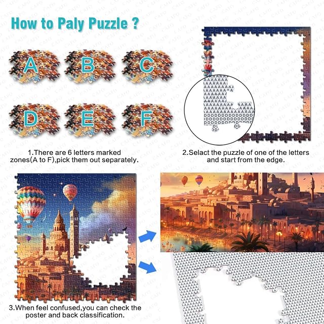 Foto 6 de 7 de Puzzle de 1000 piezas para adultos, colorido Marruecos, rompecabezas Casablanca para juegos educativos