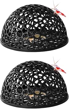 2-Pack Black Shrimp Hideouts, Aquarium Shrimp Hide, Hollow Half-Sphere Aquarium Caves, Fish Tank Porous Cave Shelter Hideout Ornament for Aquarium Small Fish Shrimp Habitat Rest