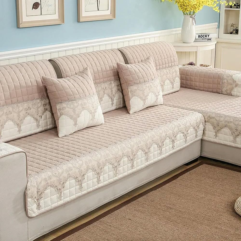 Housse de canapé en tissu moelleux épaissir, tapis de protection de salon antidérapant kaki