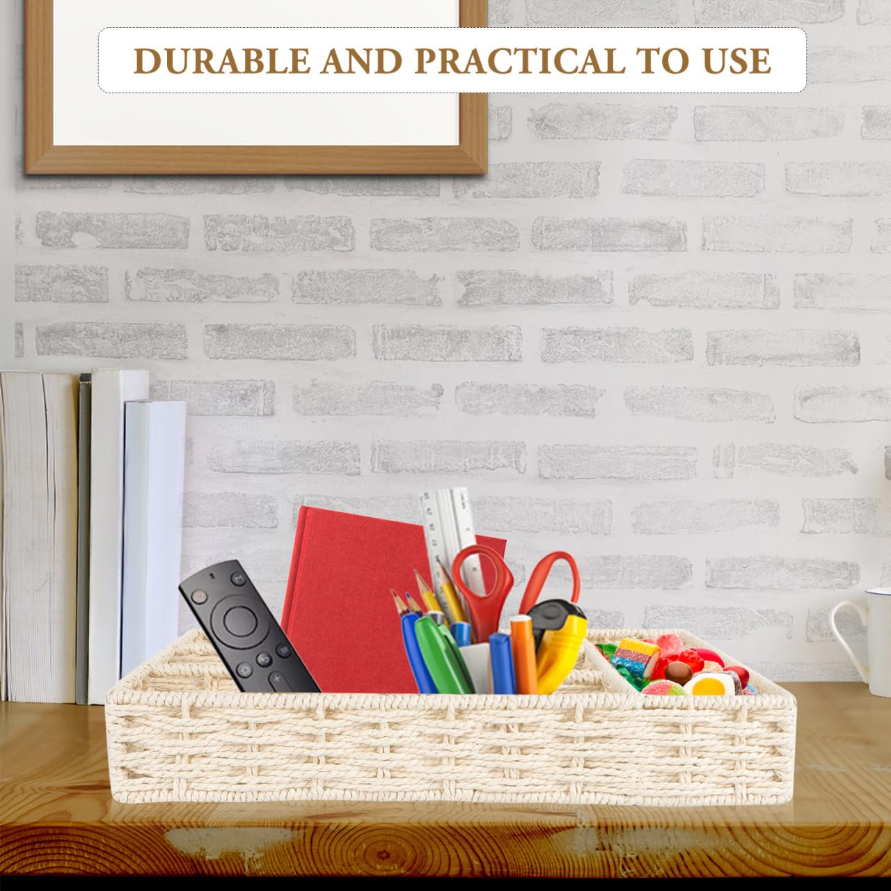 Angoily Organizzatore per cassetti con divisori in Rattan per Posate e Utensili da Cucina in Vimini Naturale