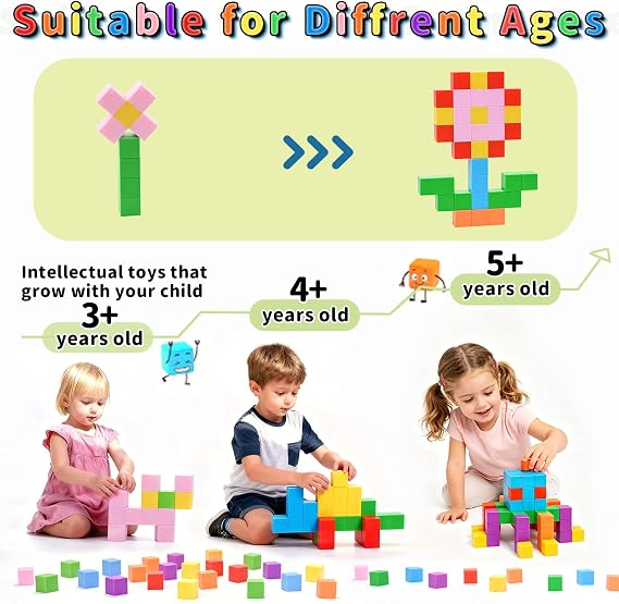 TOKBLOK Magnetic Blocks, 40PCS Sensory STEM Rainbow Cubes for Kids Ages 3+